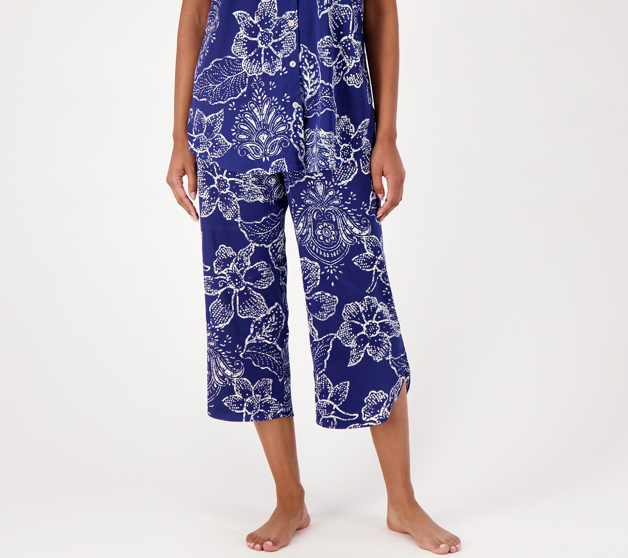 Breezies Lounge Satin Breeze Pull On Crop Sleep Pant