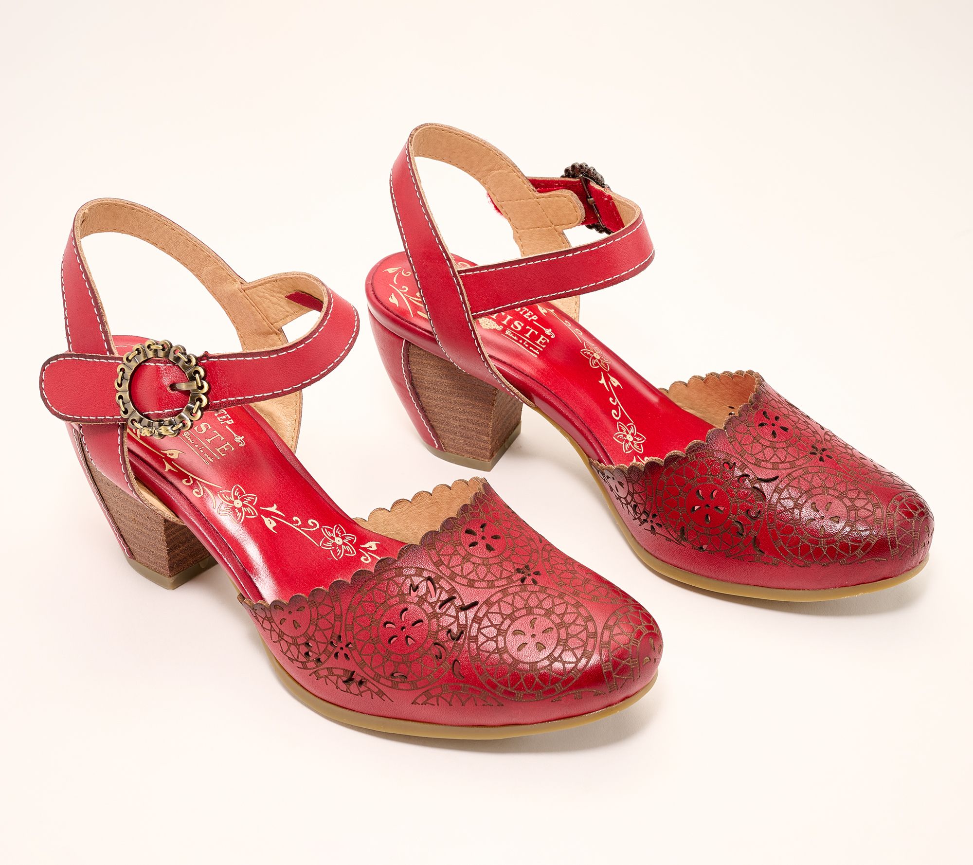 L'Artiste by Spring Step Leather Heeled Mary Janes - Eiloota - QVC.com