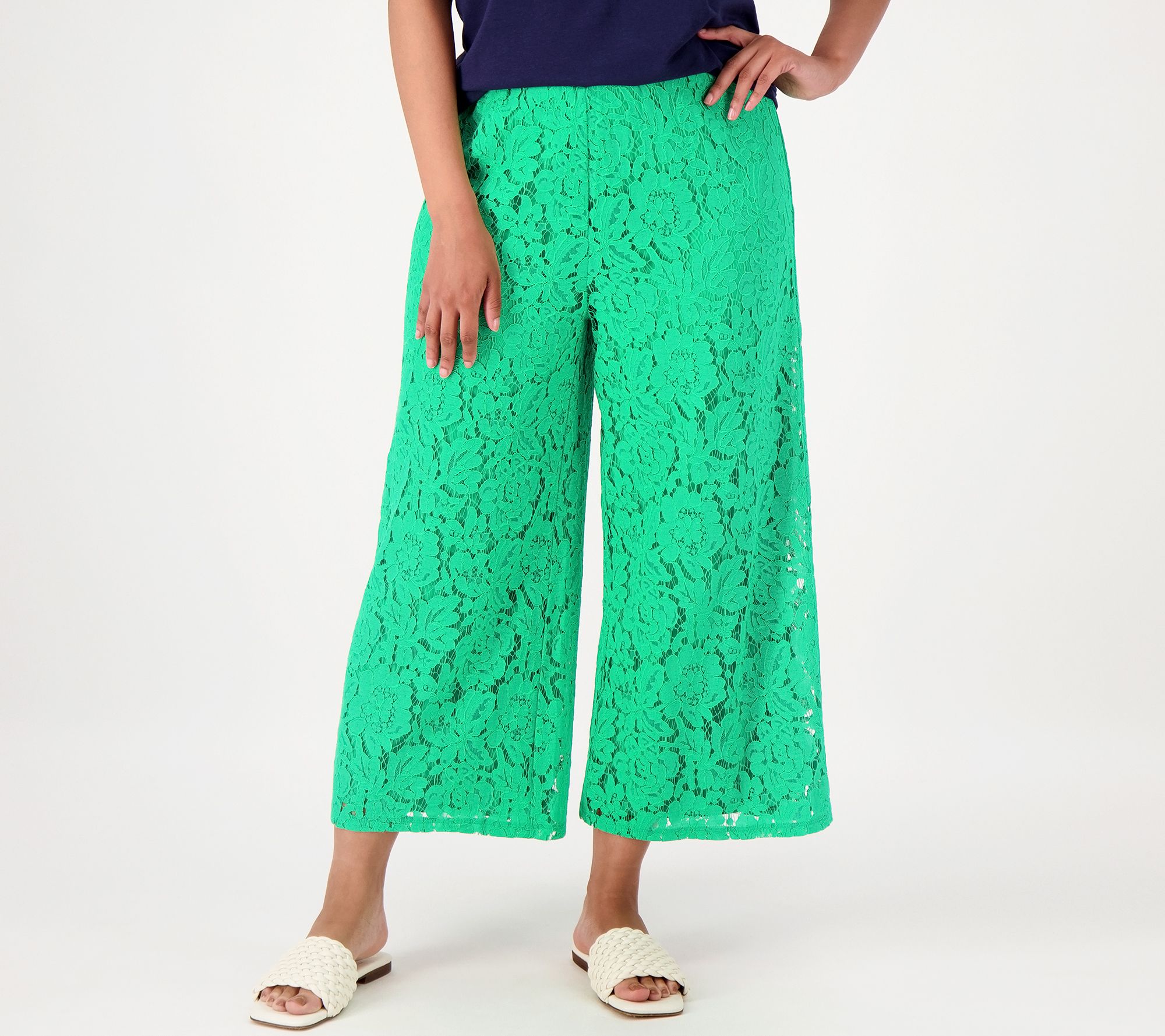 "As Is" Girl With Curves Tall Lace Wide Leg Crop Pants