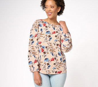 Denim & Co. Signature Printed Textured Woven Blouse