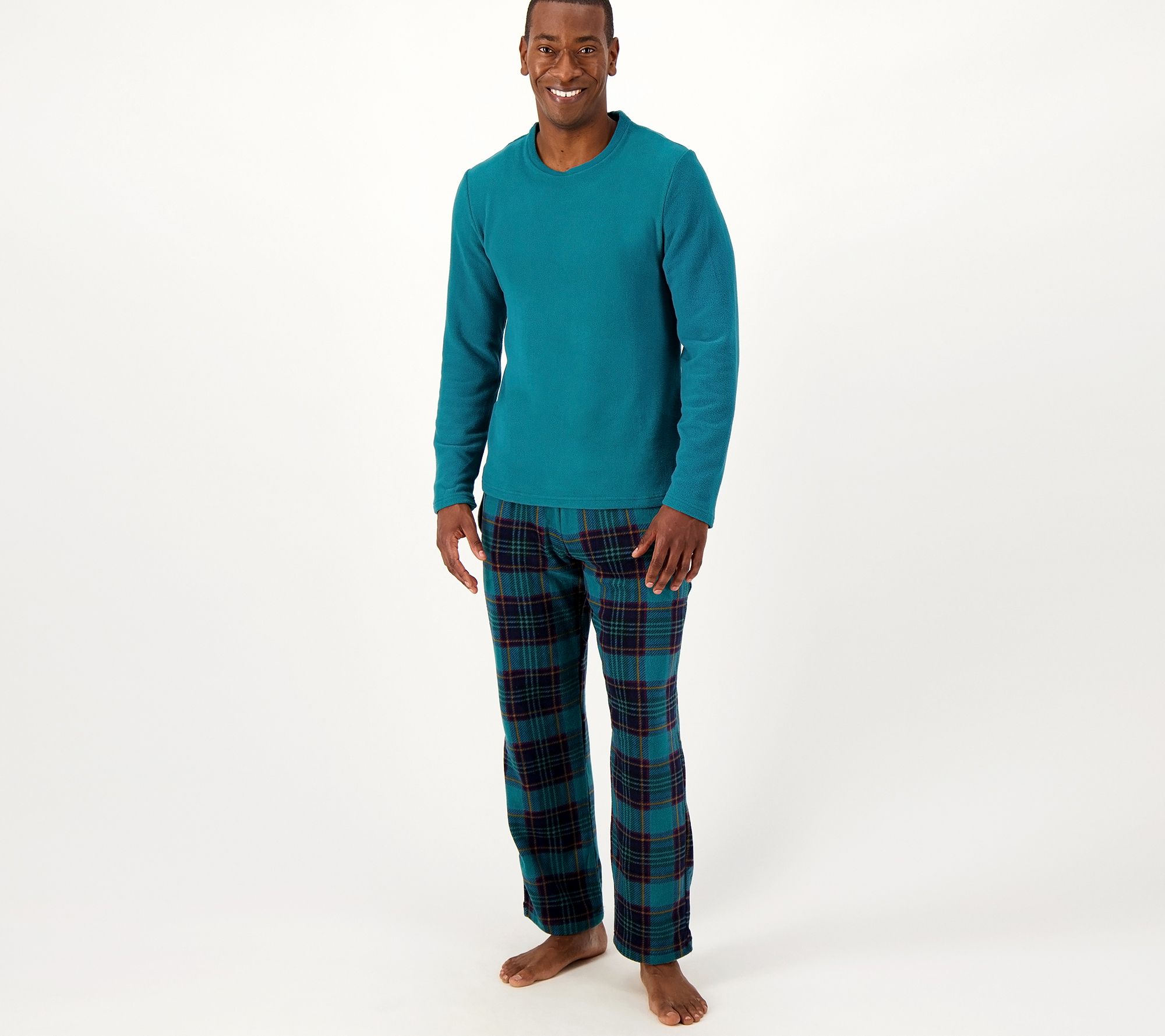 "As Is" Cuddl Duds Men's Fleecewear with Stretch Pajama Set