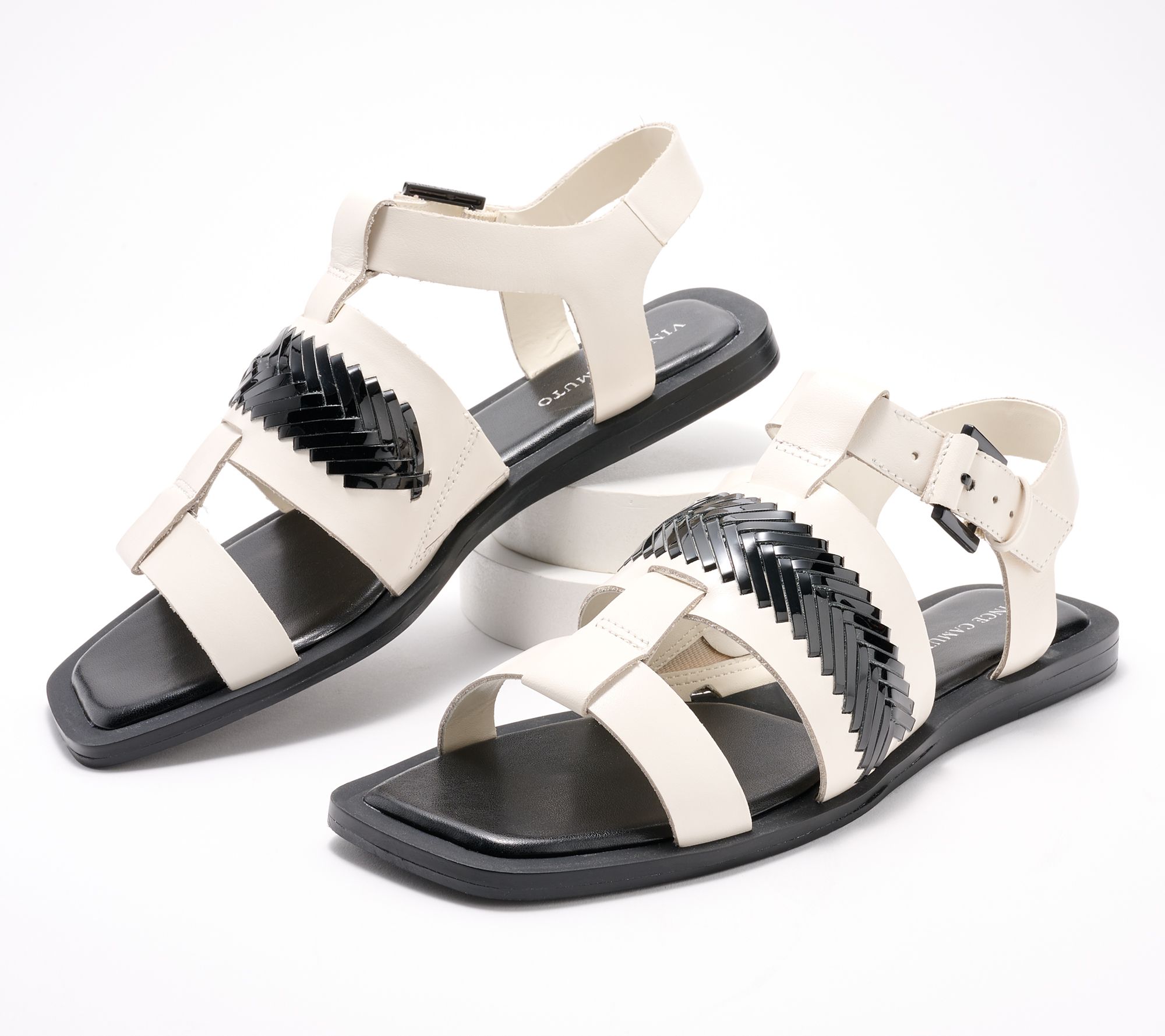 "As Is" Vince Camuto Leather Woven Sandals - Bachelen