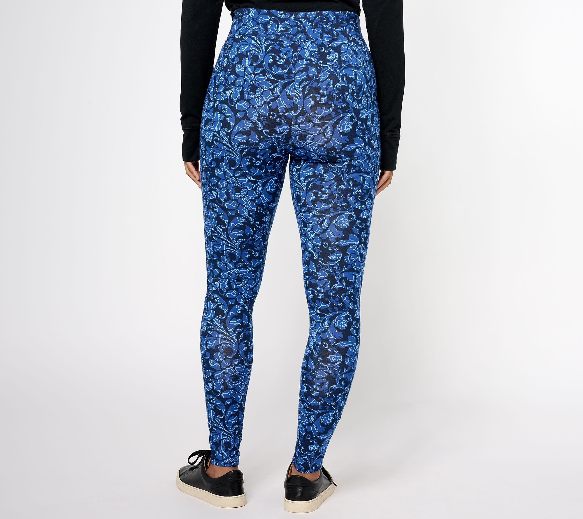 Denim & Co. Active Petite Printed Duo Stretch Legging with Pintuck