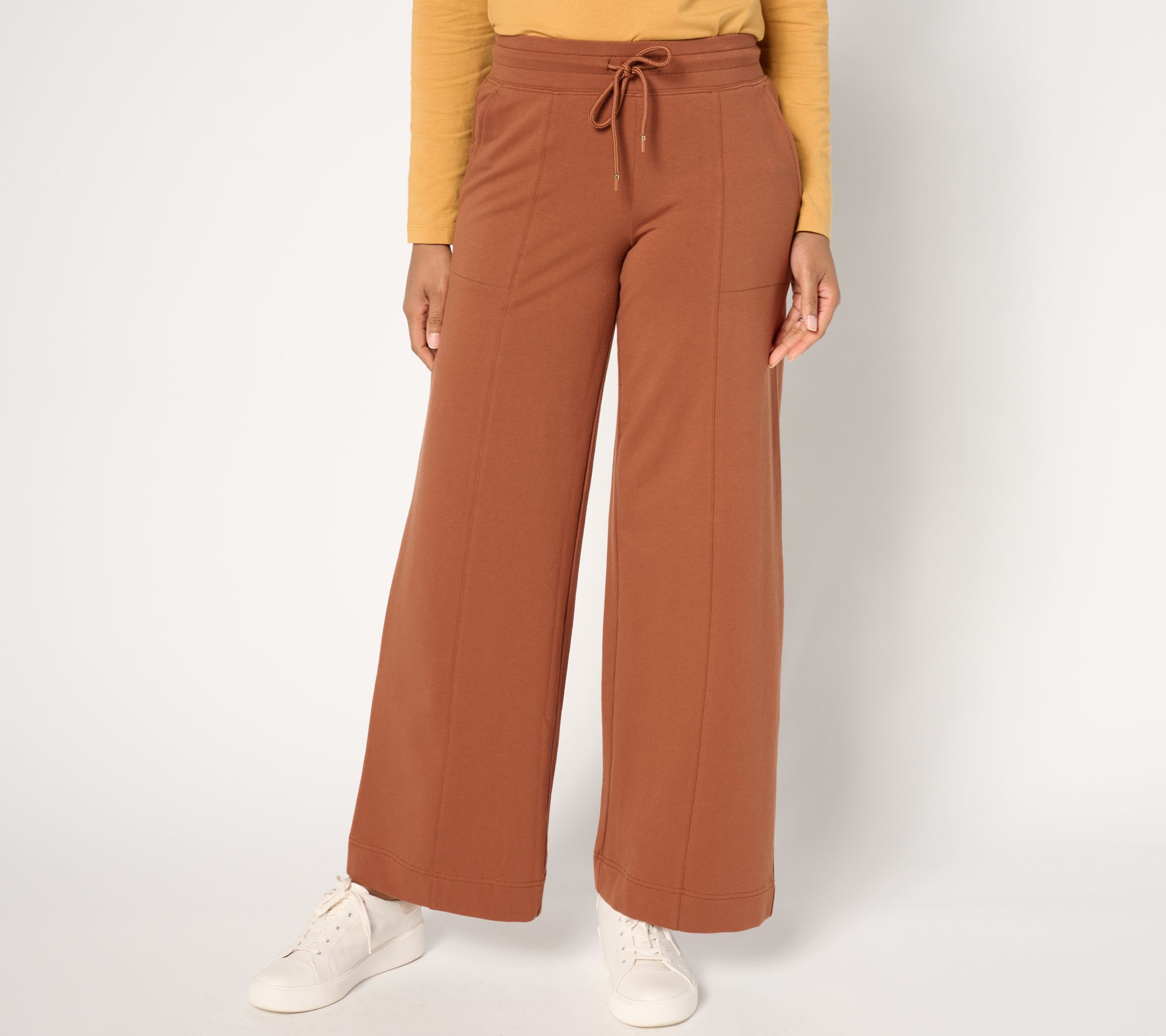 Denim & Co. Active French Terry Petite Wide Leg Pant