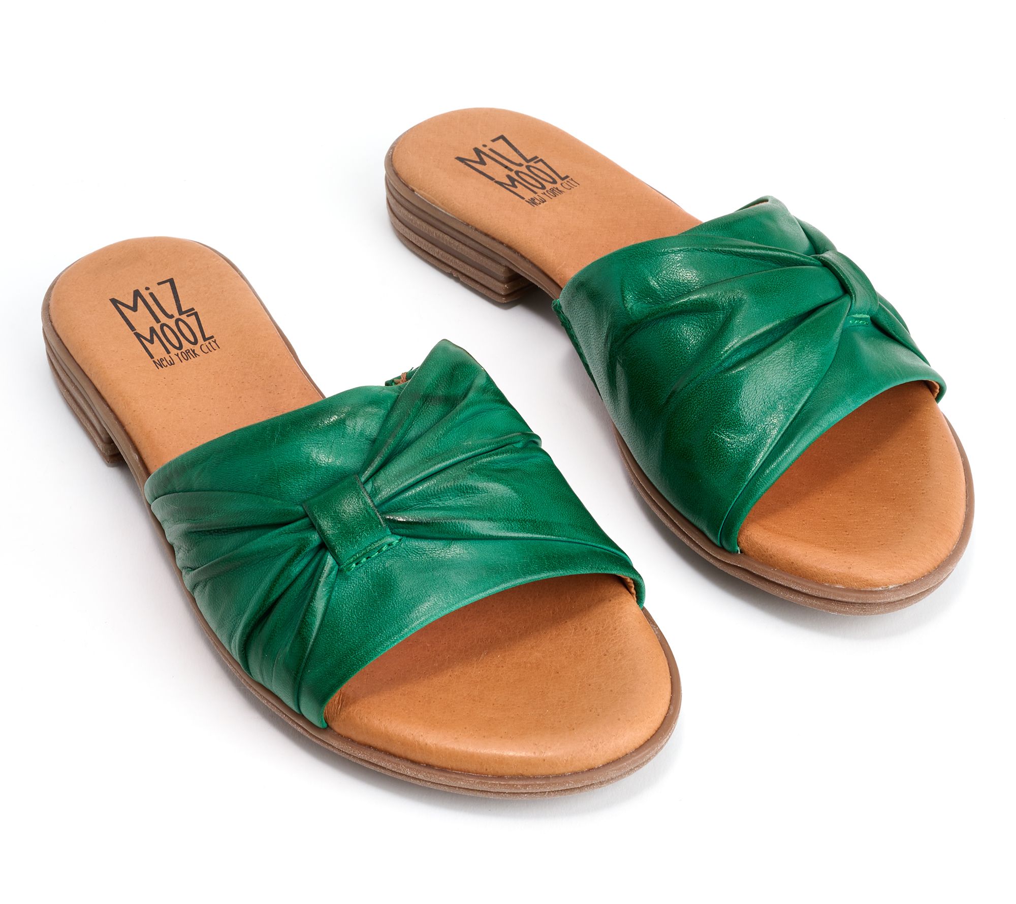 Miz Mooz Wide Width Leather Ruched Slide Sandals - Daisey
