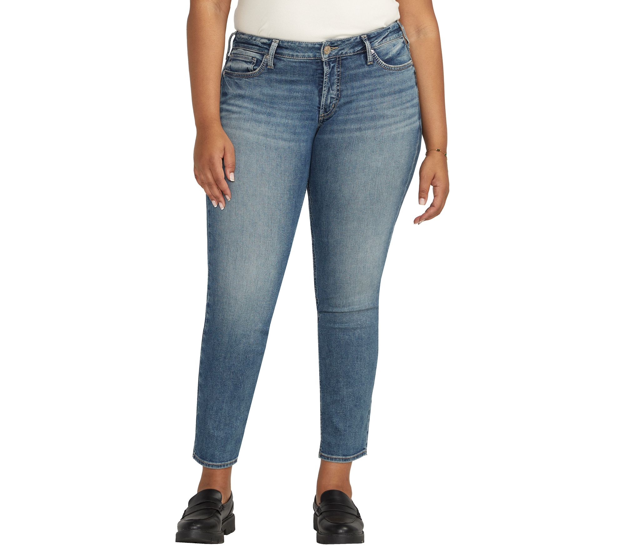 Silver Jeans Co.Plus Britt Low Rise Curvy Straight Jeans_EPX31 - QVC.com