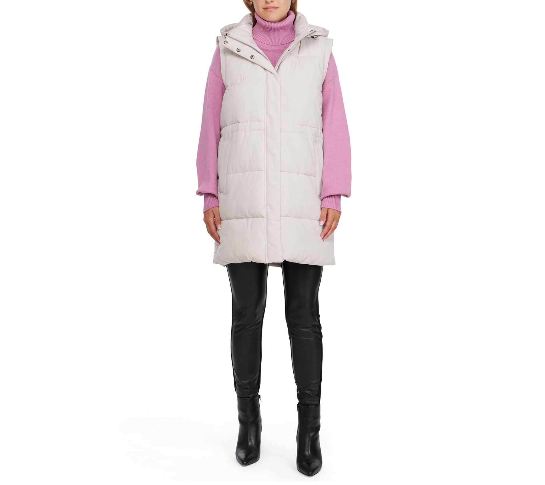 Ellen Tracy Women's Wide Quilted Faux Down Puffer - QVC.com