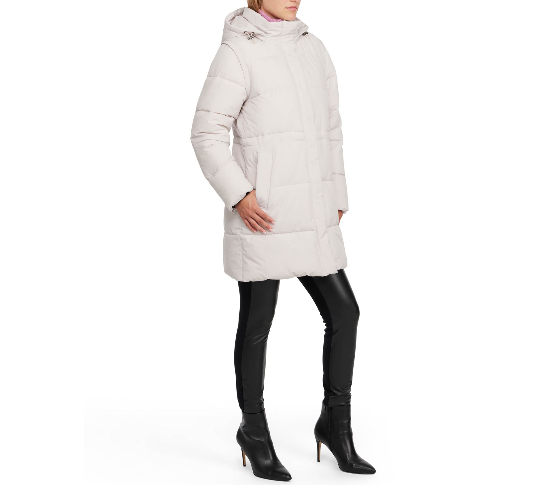 Ellen Tracy Women's Wide Quilted Faux Down Puffer - QVC.com