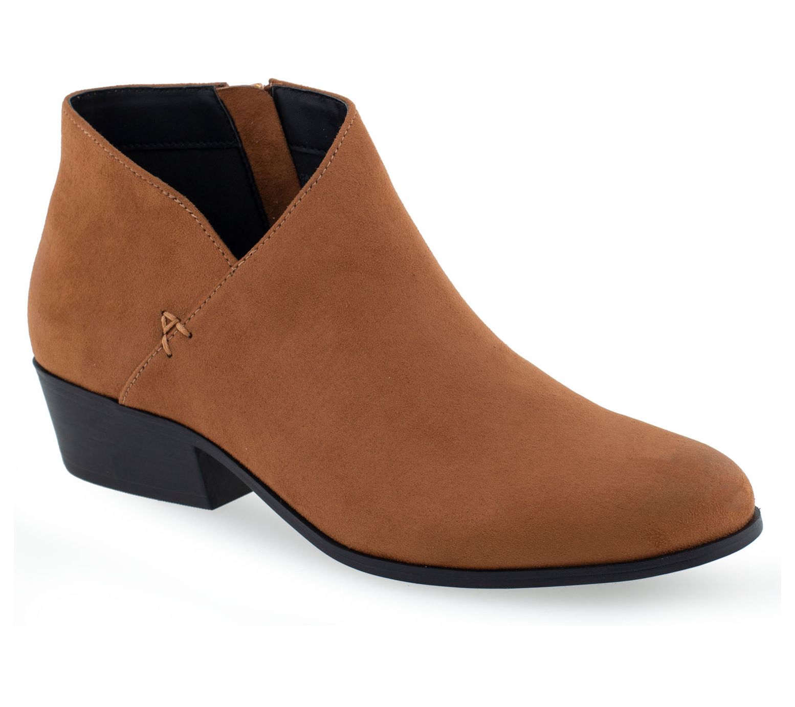 Lori Beige Brown Cut-Out Ankle Booties