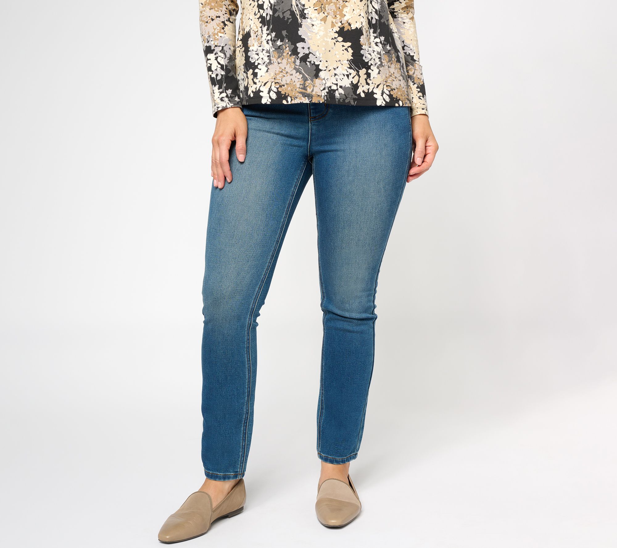 "As Is" Isaac Mizrahi Live! Petite Indigo Devine Denim Pull On Jeans