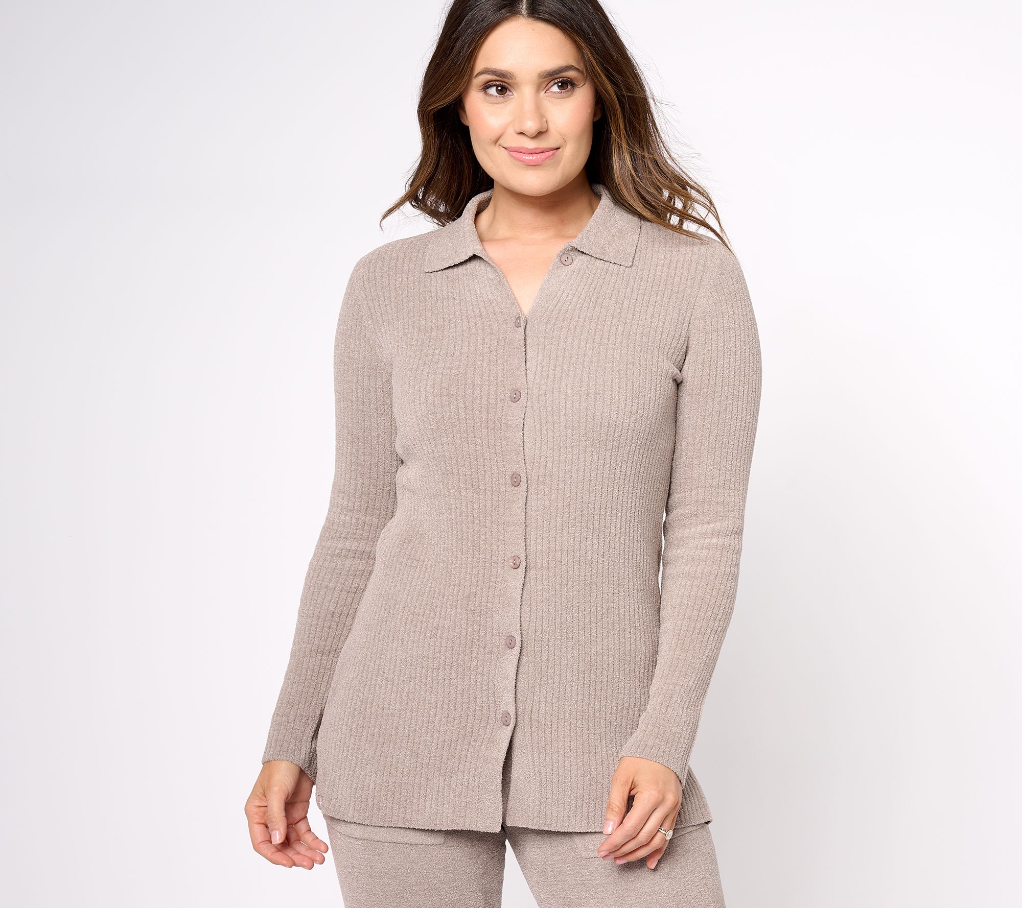 "As Is"Barefoot Dreams CozyChic Ultra Lite Ribbed Button Down Cardigan