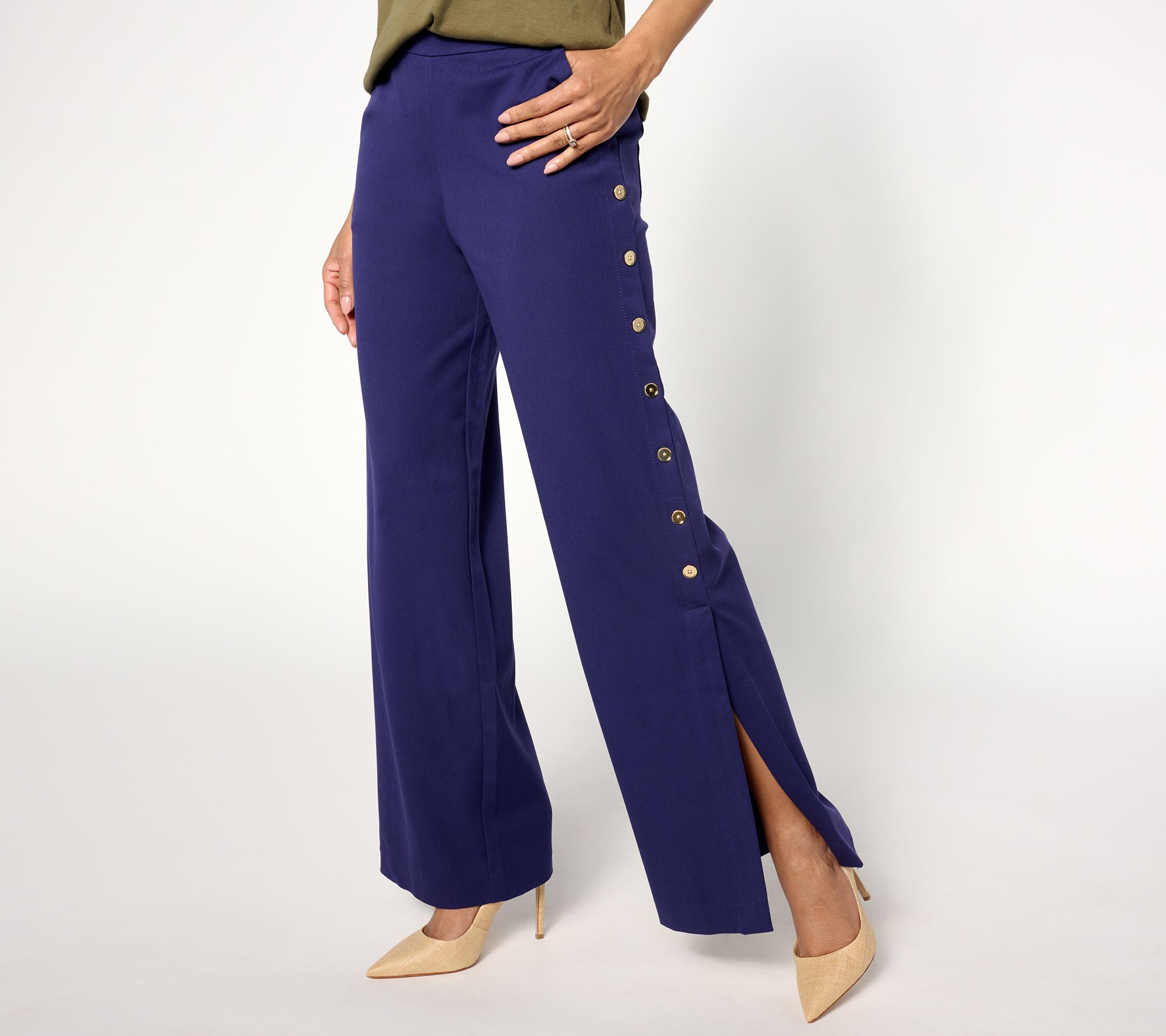 Isaac Mizrahi Live Regular 24 7 Stretch Wide Leg Full Length Pants