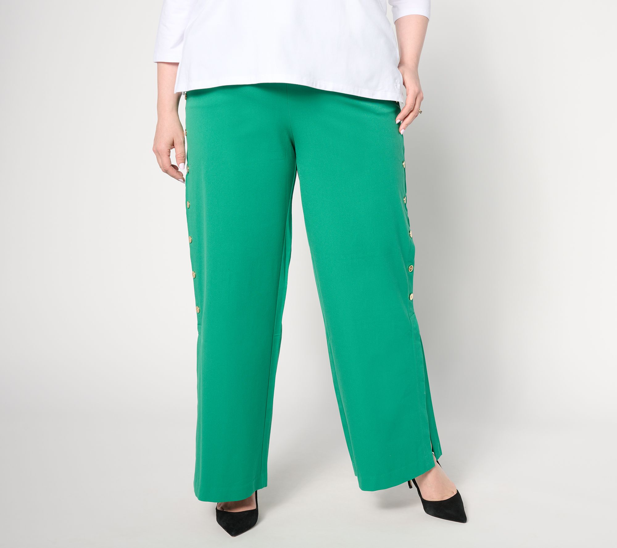 Isaac Mizrahi Live! Regular 24/7 Stretch Wide Leg Full Length Pants