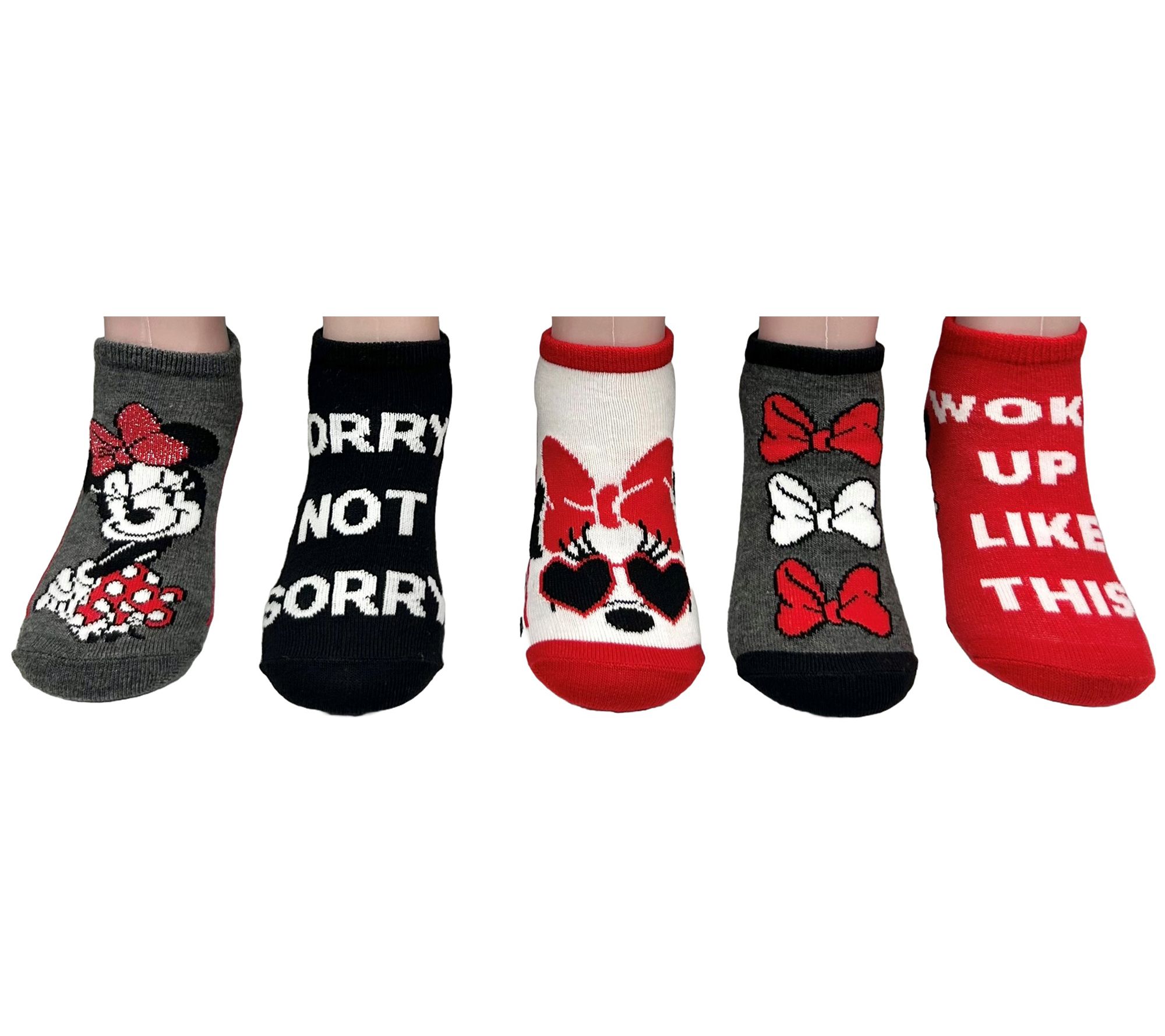 Disney Big Girl's Minnie Mouse No-Show Sock Set- 5 Pair