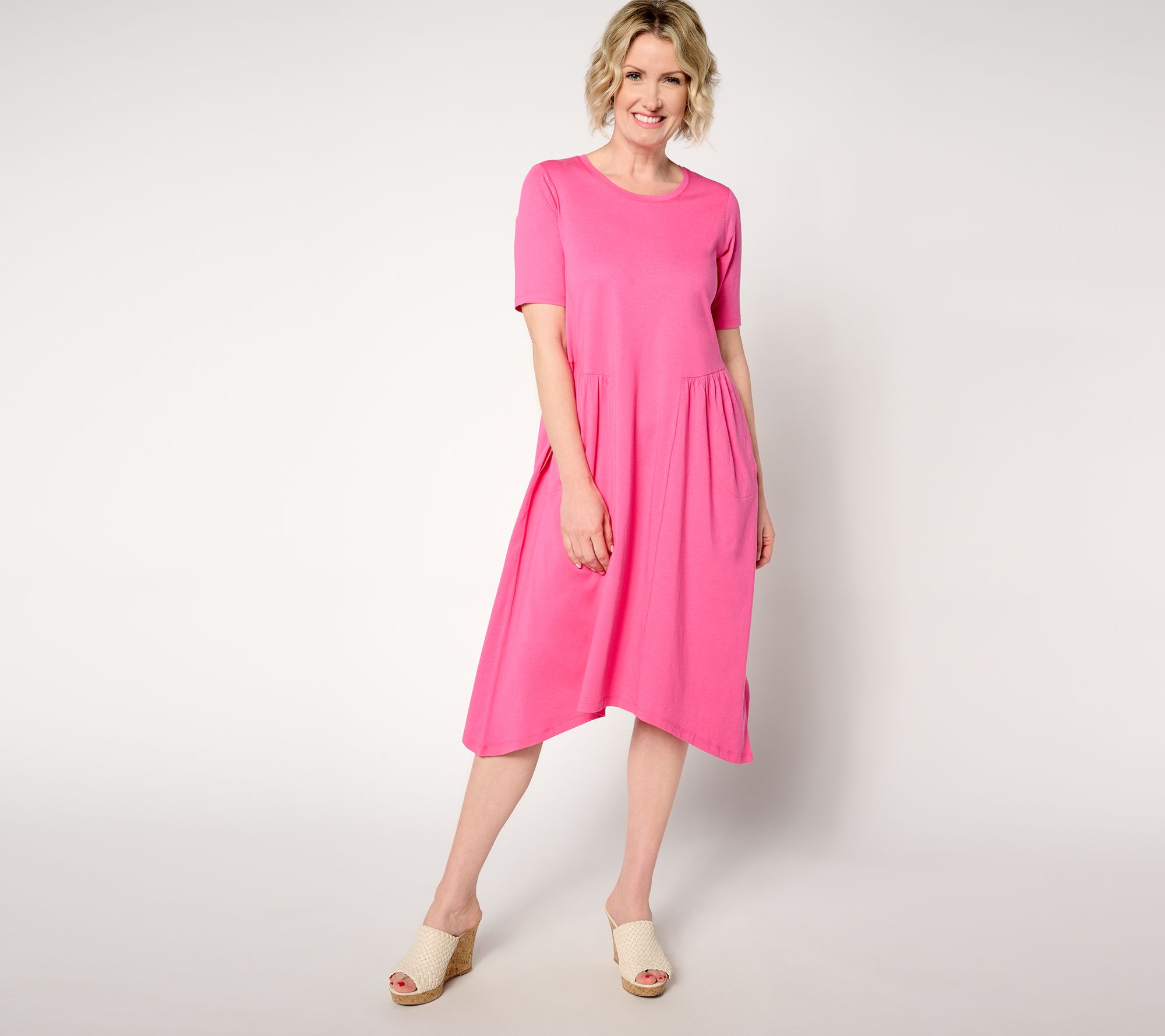 LOGO by Lori Goldstein Regular Cotton Modal Gusset Midi Dress