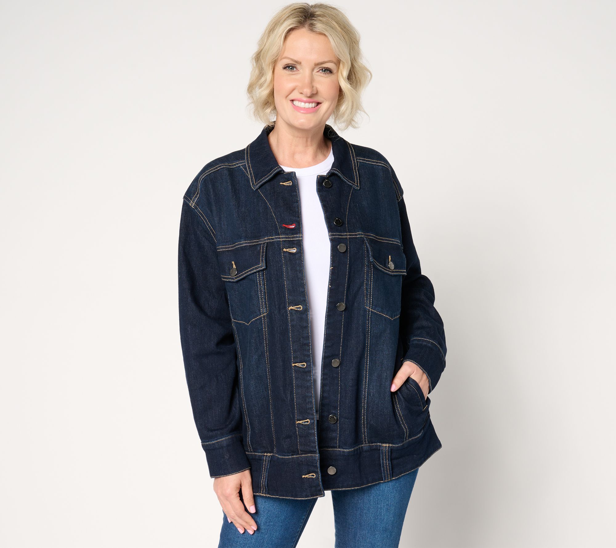 Peace Love World Authentic Denim Button-Front Jacket - Indigo