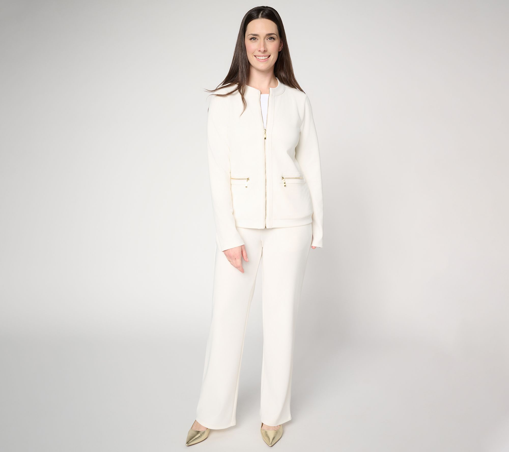 Attitudes by Renee Regular Euro Knit Jacket and Wide Leg Pant Set