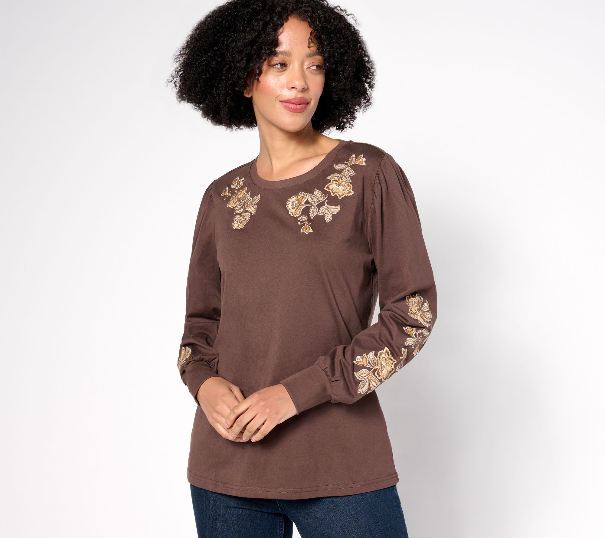 Driftwood Jeans Clare Long Sleeve Crew Neck Shirt - Taupe Veranda