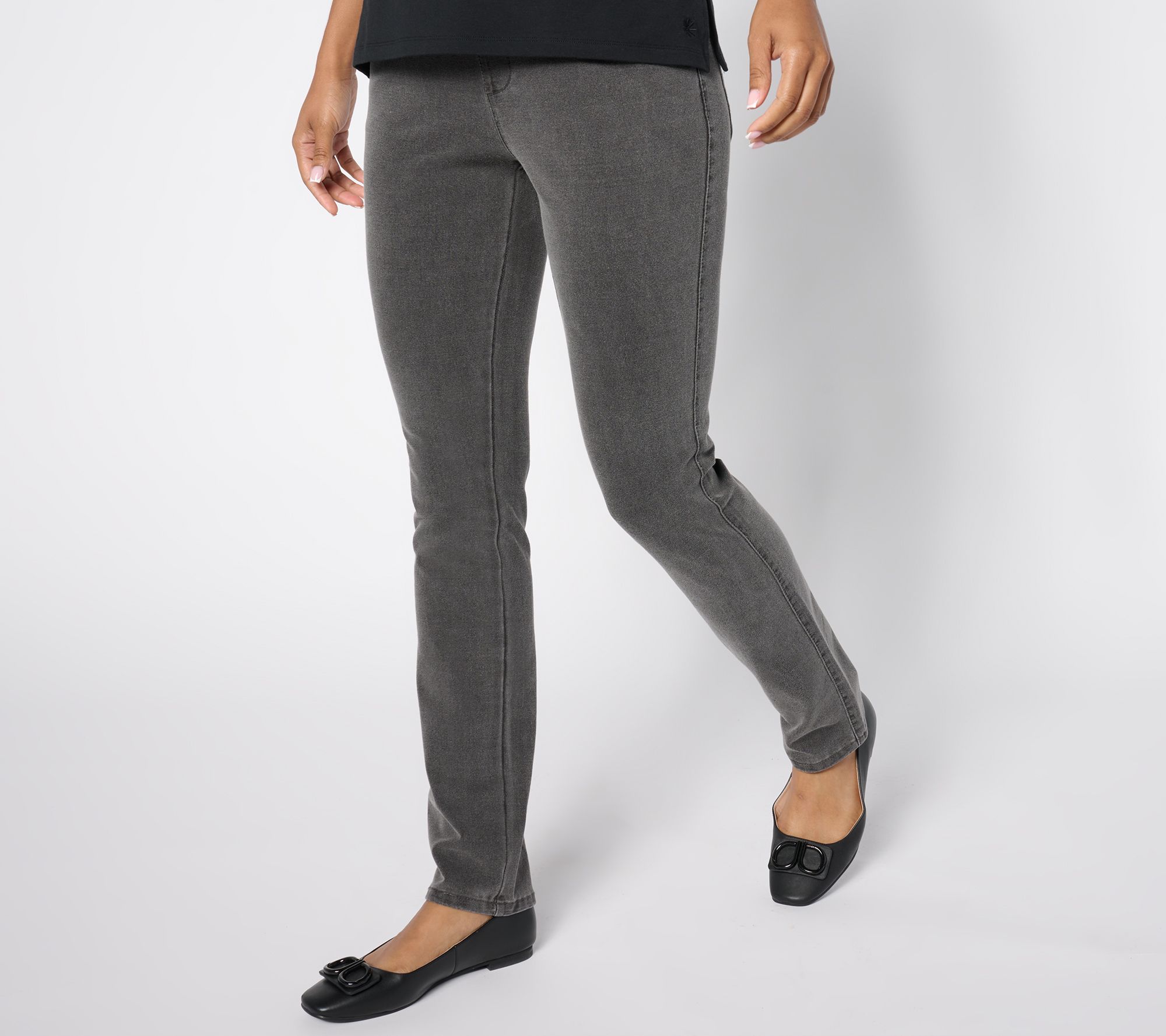 Quacker Factory DreamJeannes Short Flat Waist Slim-Leg Pants