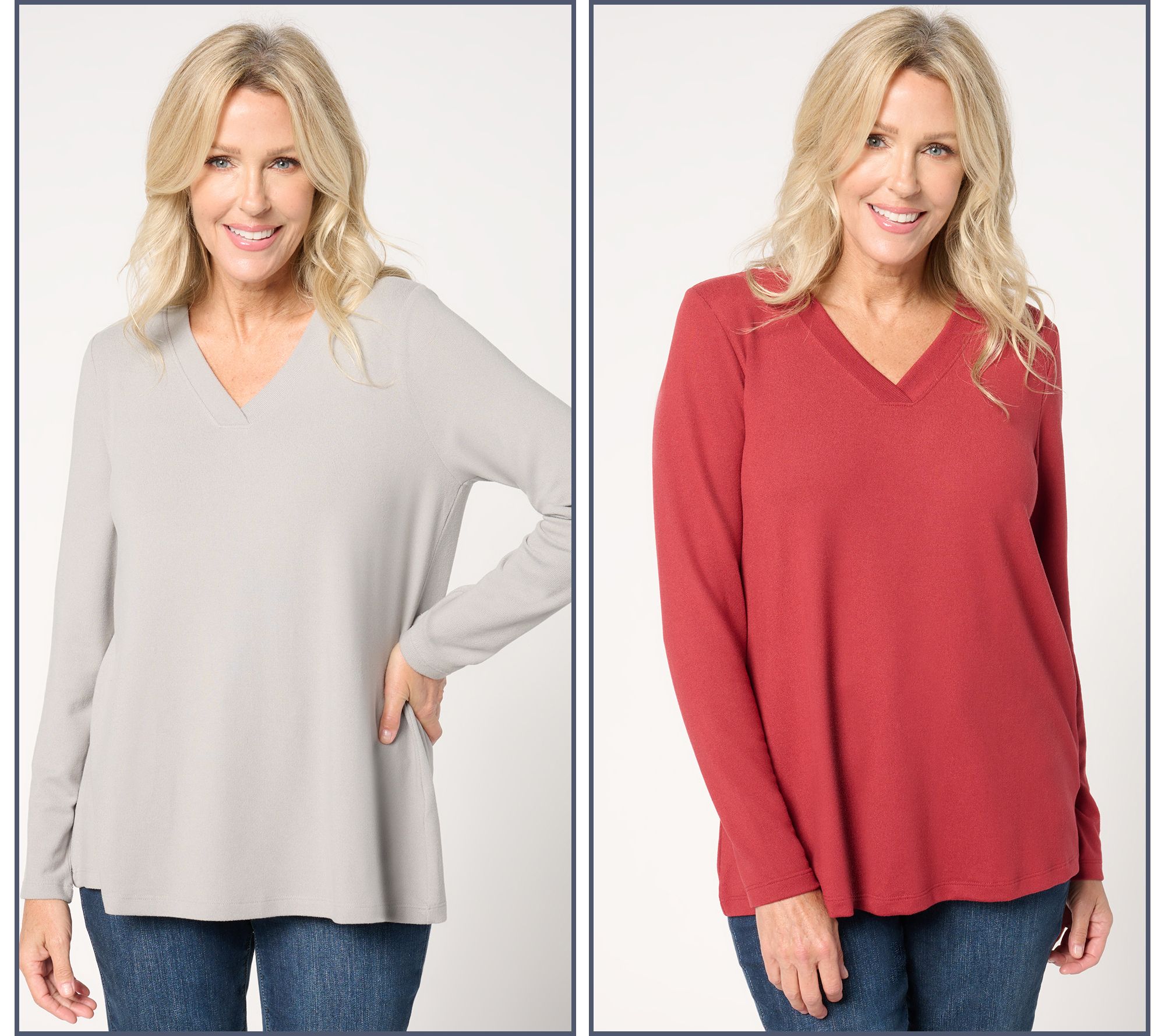 Denim & Co. Essentials Heavenly Jersey 2-Pack Swing Top
