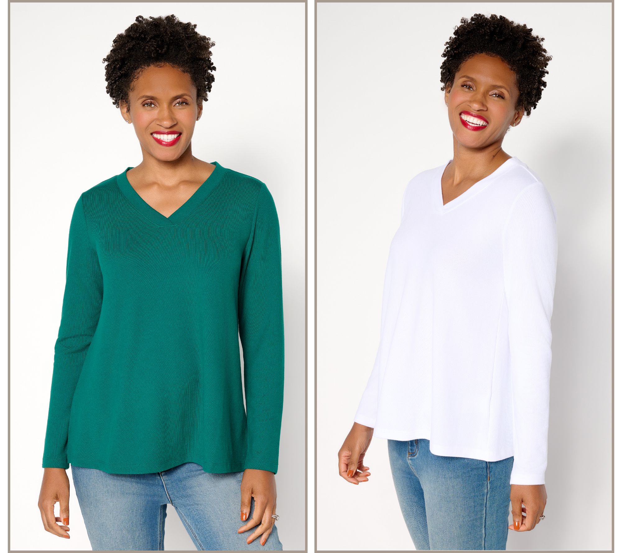 Denim & Co. Essentials Heavenly Jersey 2-Pack Swing Top