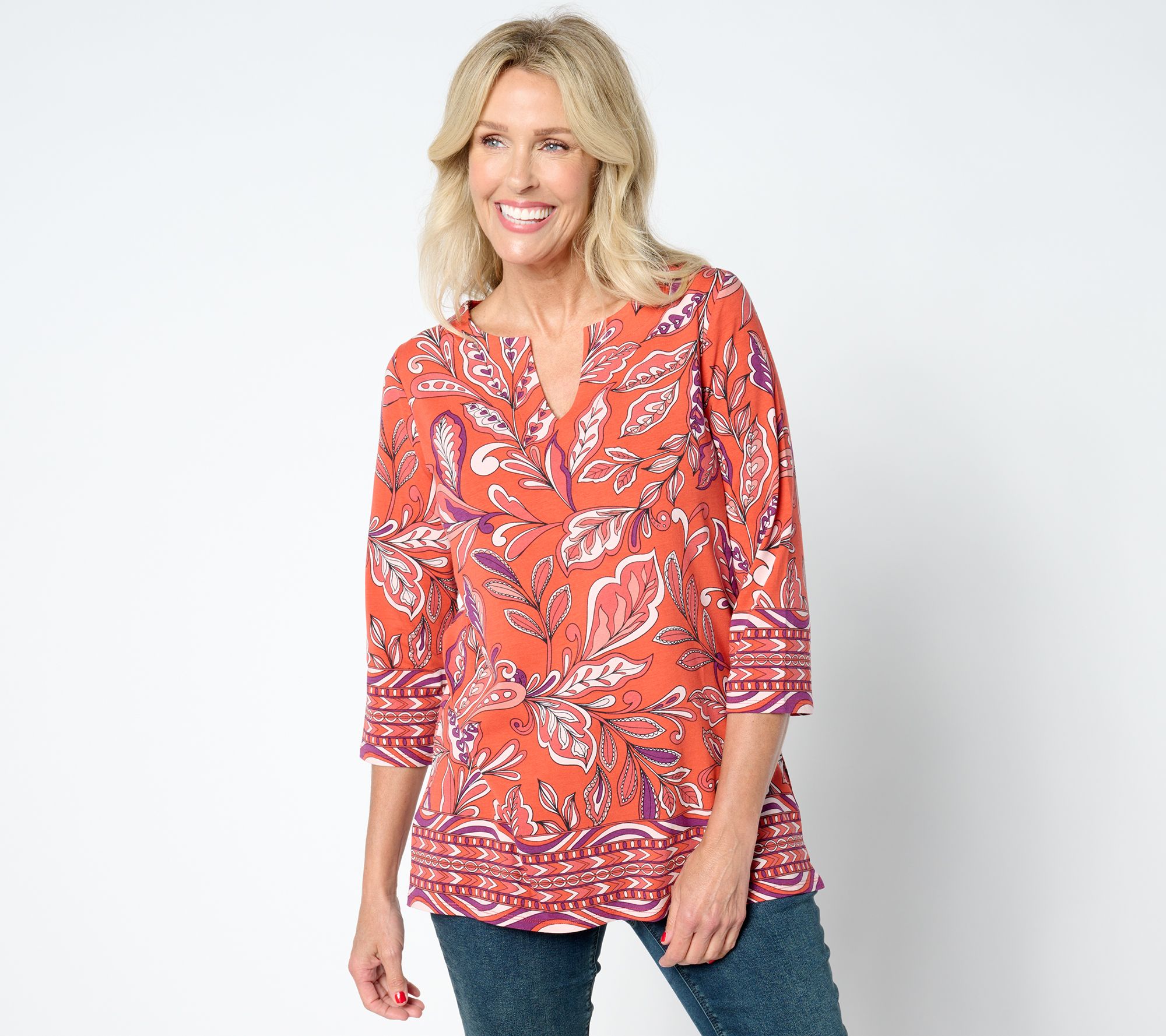 "As Is" Belle by Kim Gravel TripleLuxe Knit Botanical Top