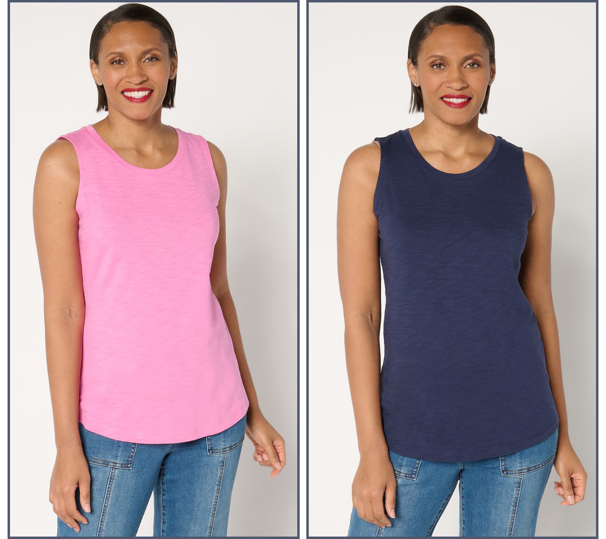 Belle by Kim Gravel Slub Knit Set of 2 Tanks