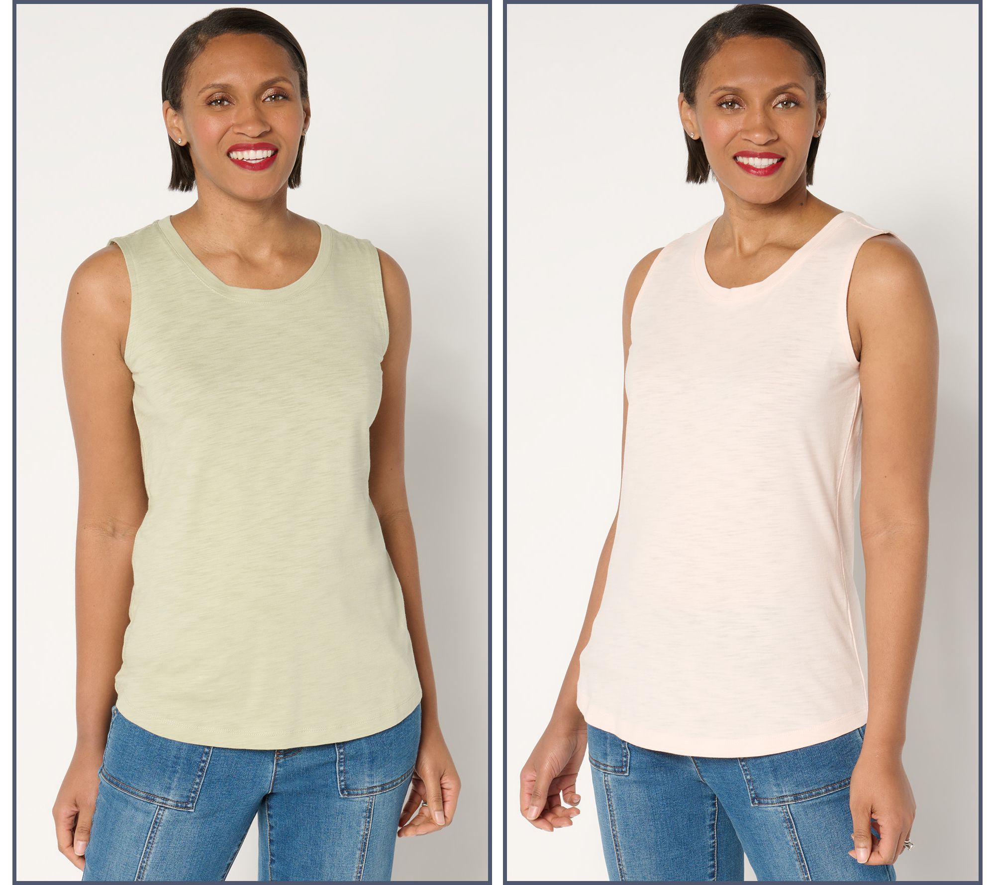 Belle by Kim Gravel Slub Knit Set of 2 Tanks