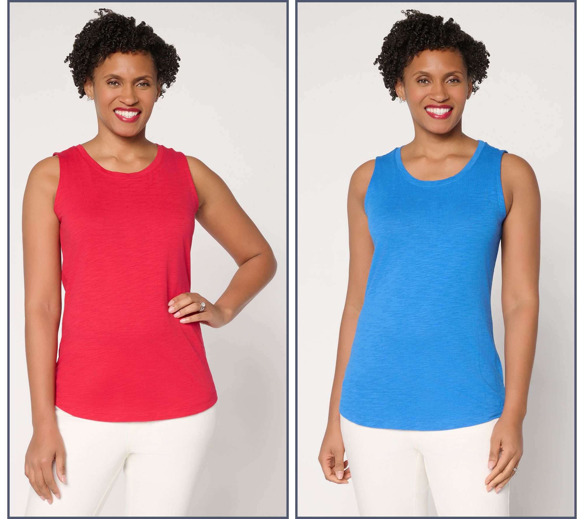 Belle by Kim Gravel Slub Knit Set of 2 Tanks