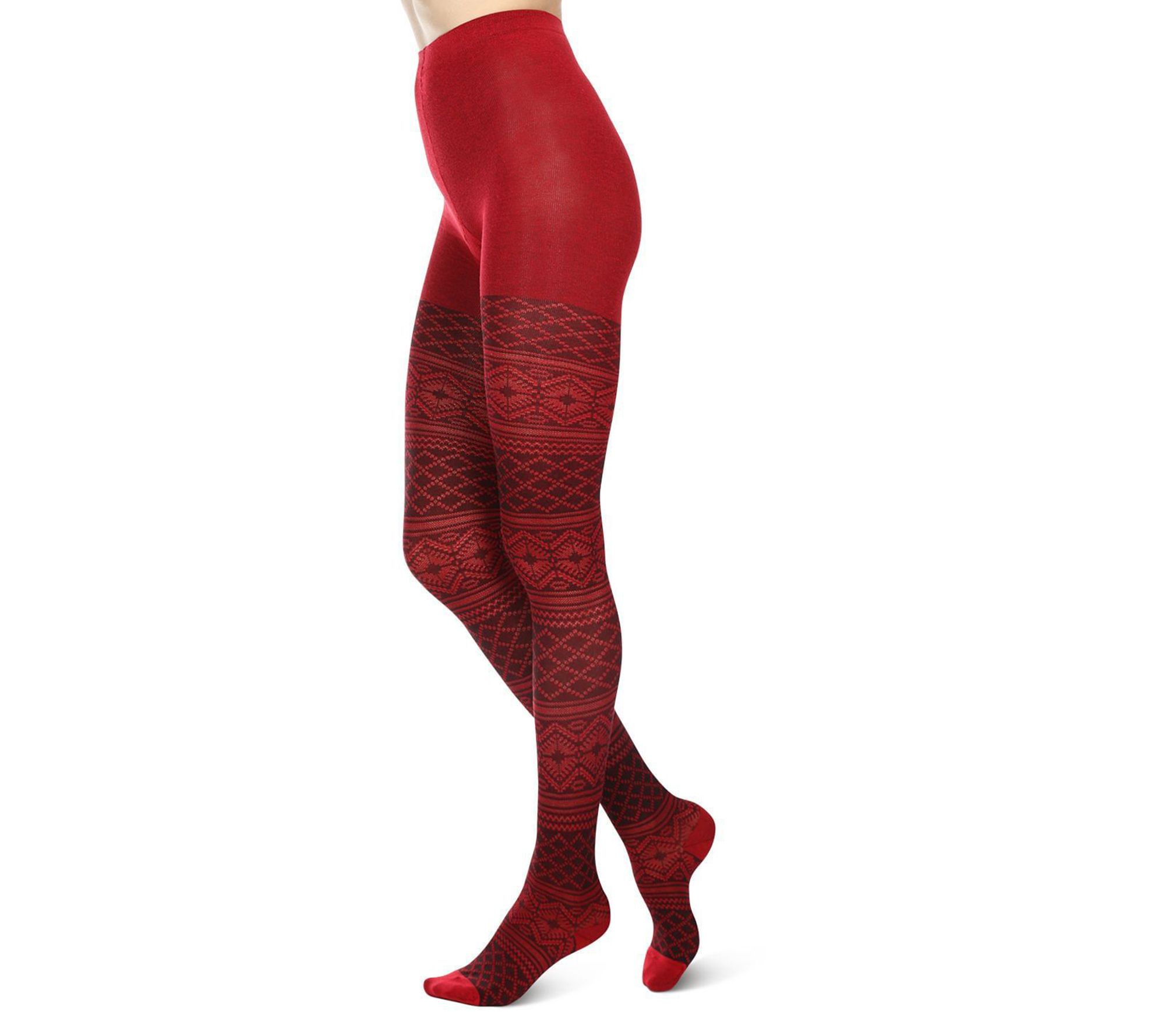 Memoi Women's Sweater Weather Printed Cotton Blend Tights