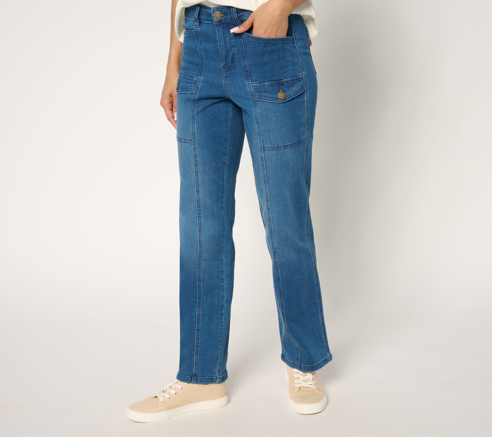 Belle by Kim Gravel Petite TripleLuxe Denim Cargo Pants