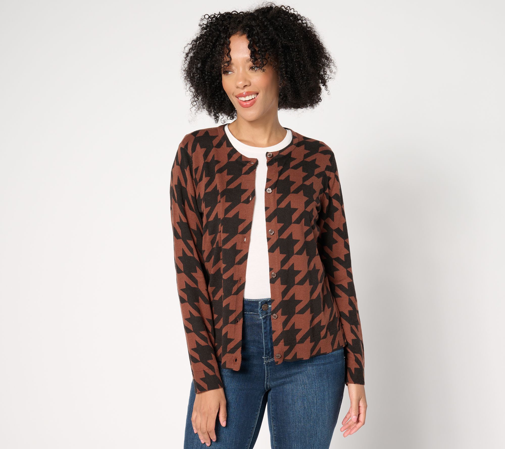 "As Is" Isaac Mizrahi Live! Estate Printed Button Front Cardigan