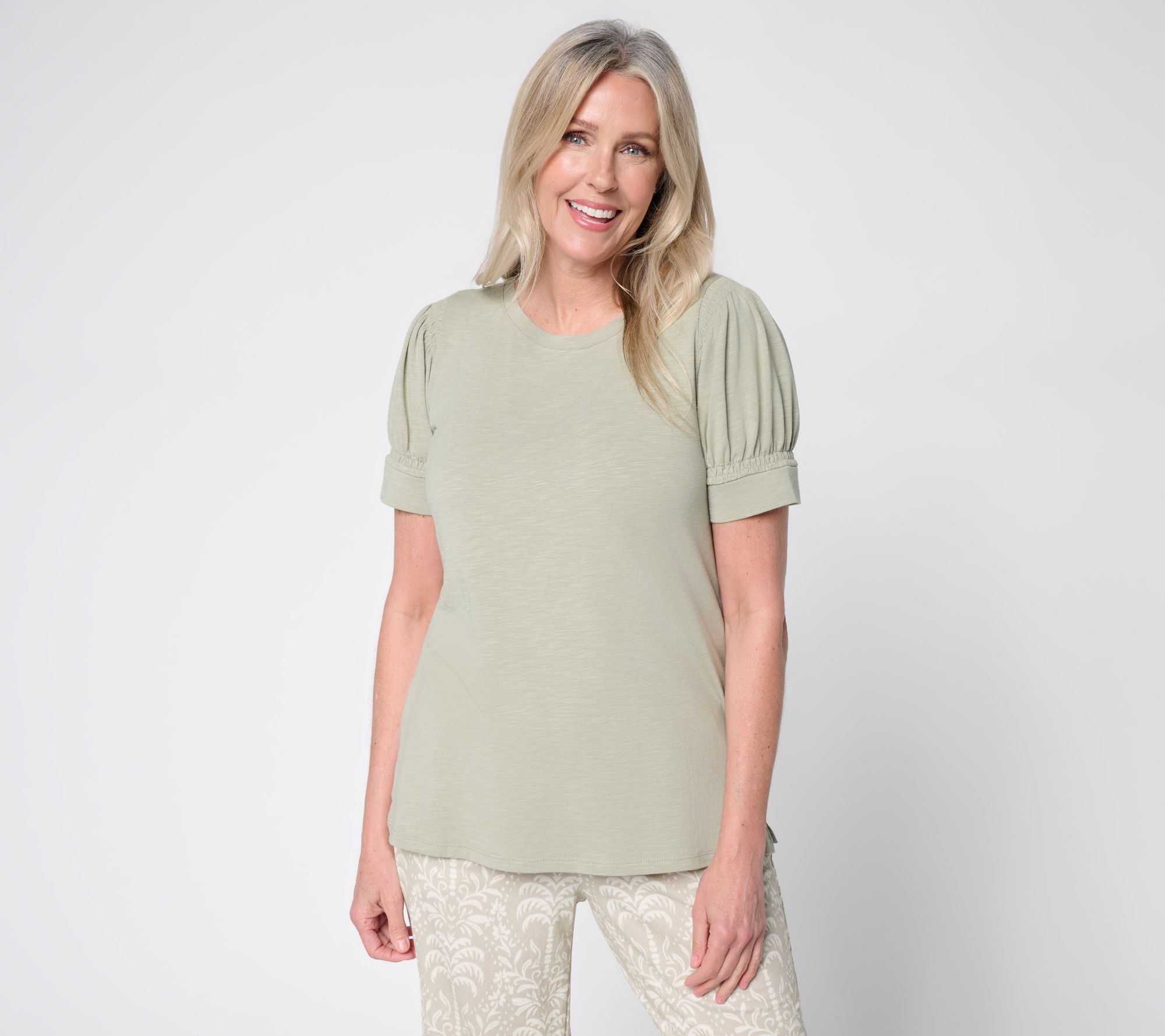Belle Beach by Kim Gravel Double Smocked Sleeve Top