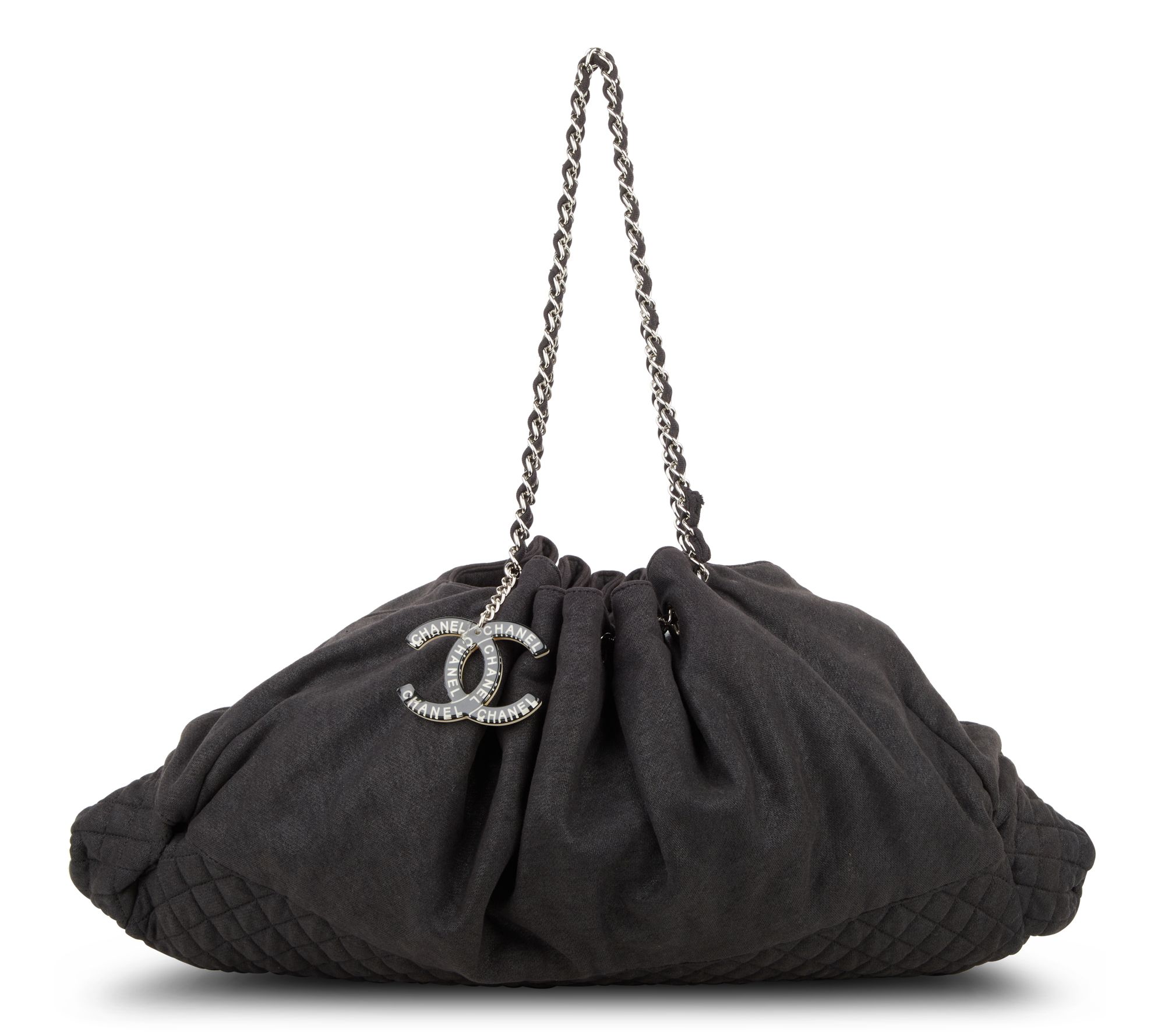 Pre-Owned Chanel Jersey CC Tote Bag Black