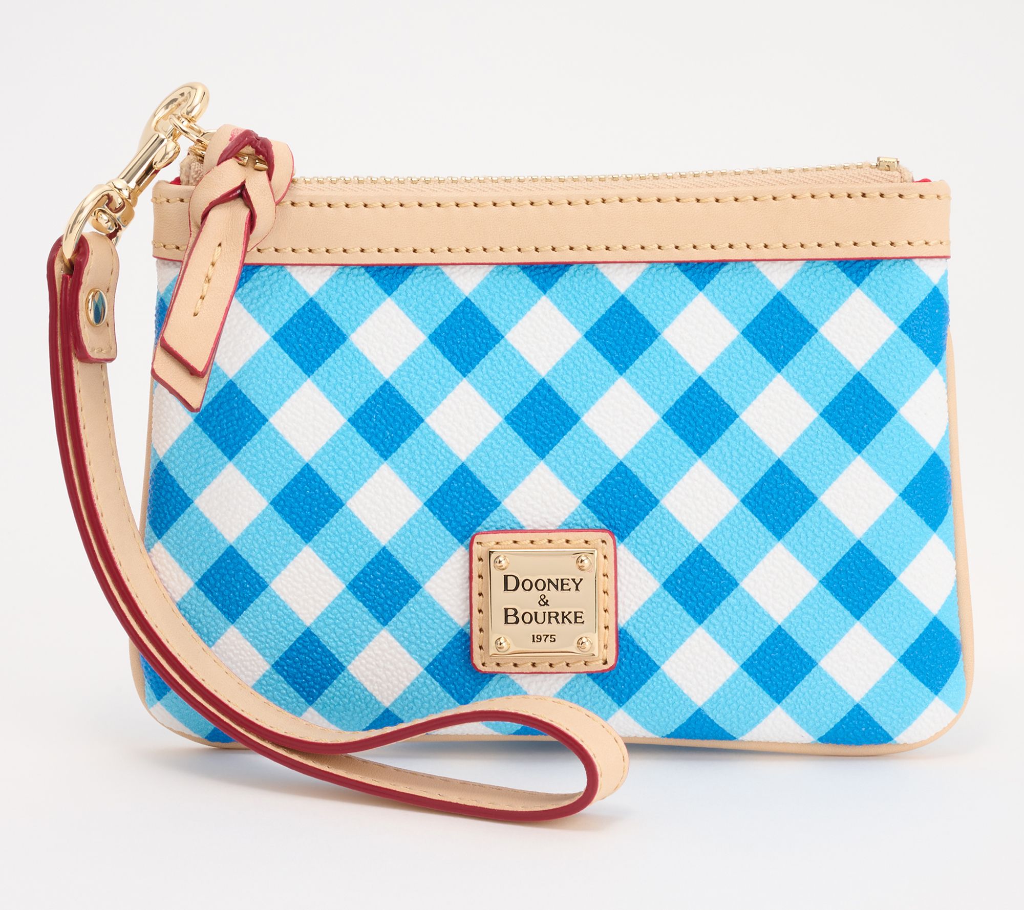  Dooney & Bourke Coated Cotton Gingham Medium Wristlet
