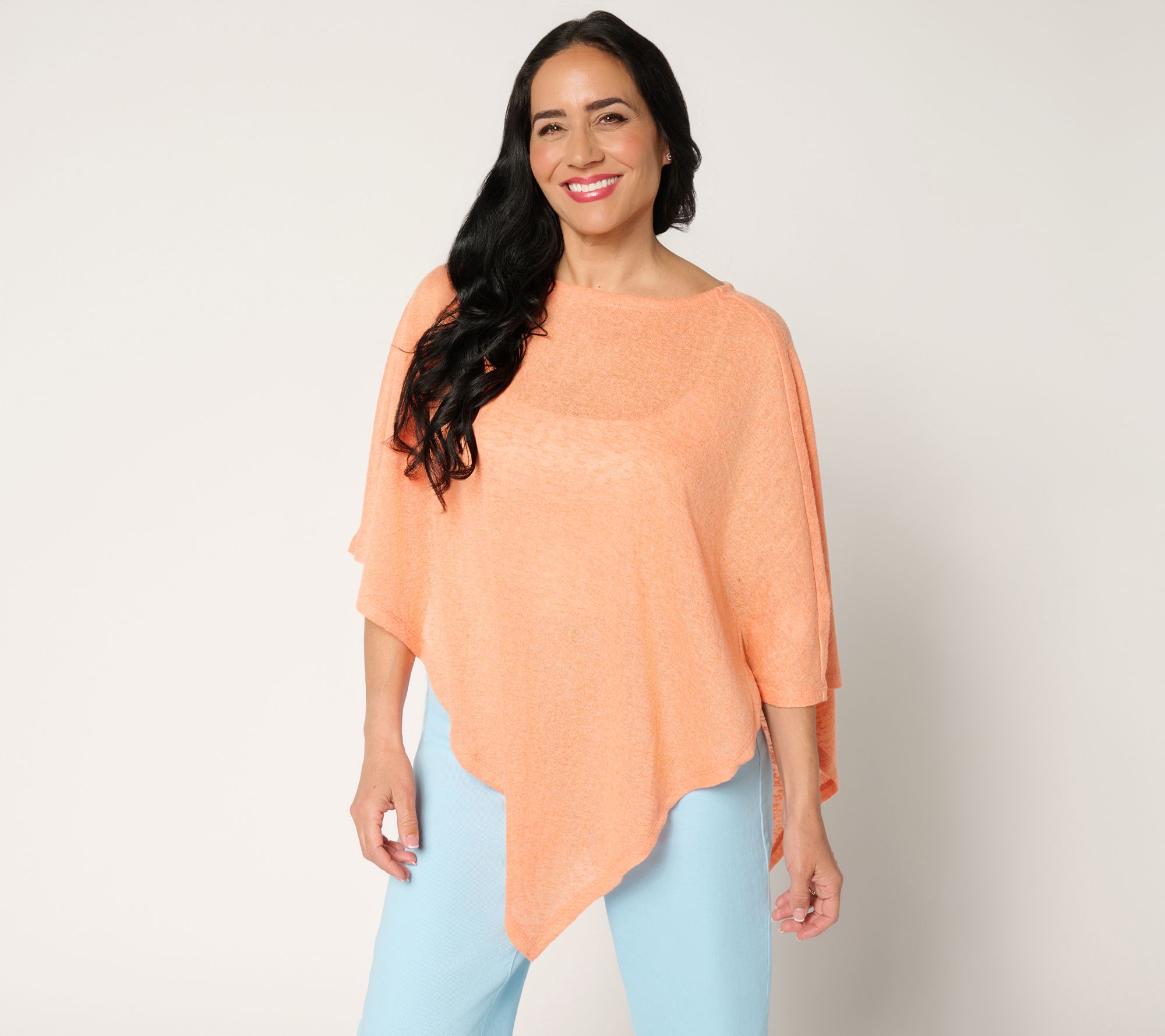 Denim & Co. Slub Knit Asymmetrical Poncho