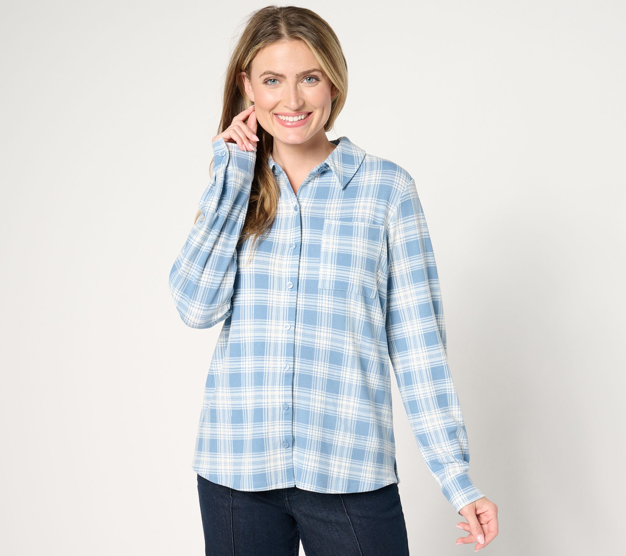 "As Is" Denim & Co. Adaptive Heavenly Jersey Pleat Back Tunic