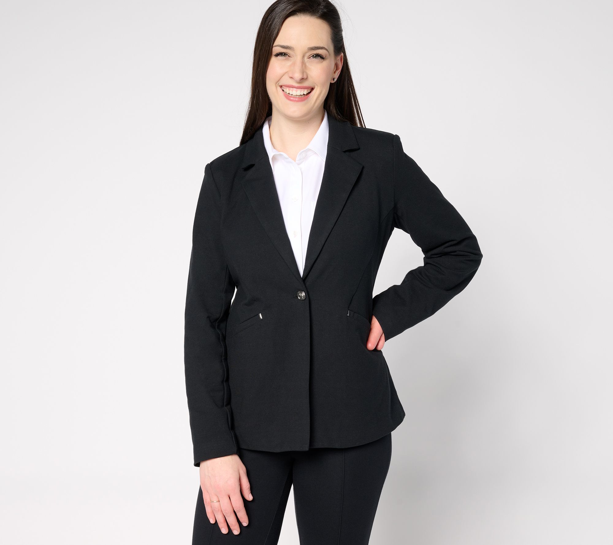 "As Is" Women with Control Cotton Jersey Blazer