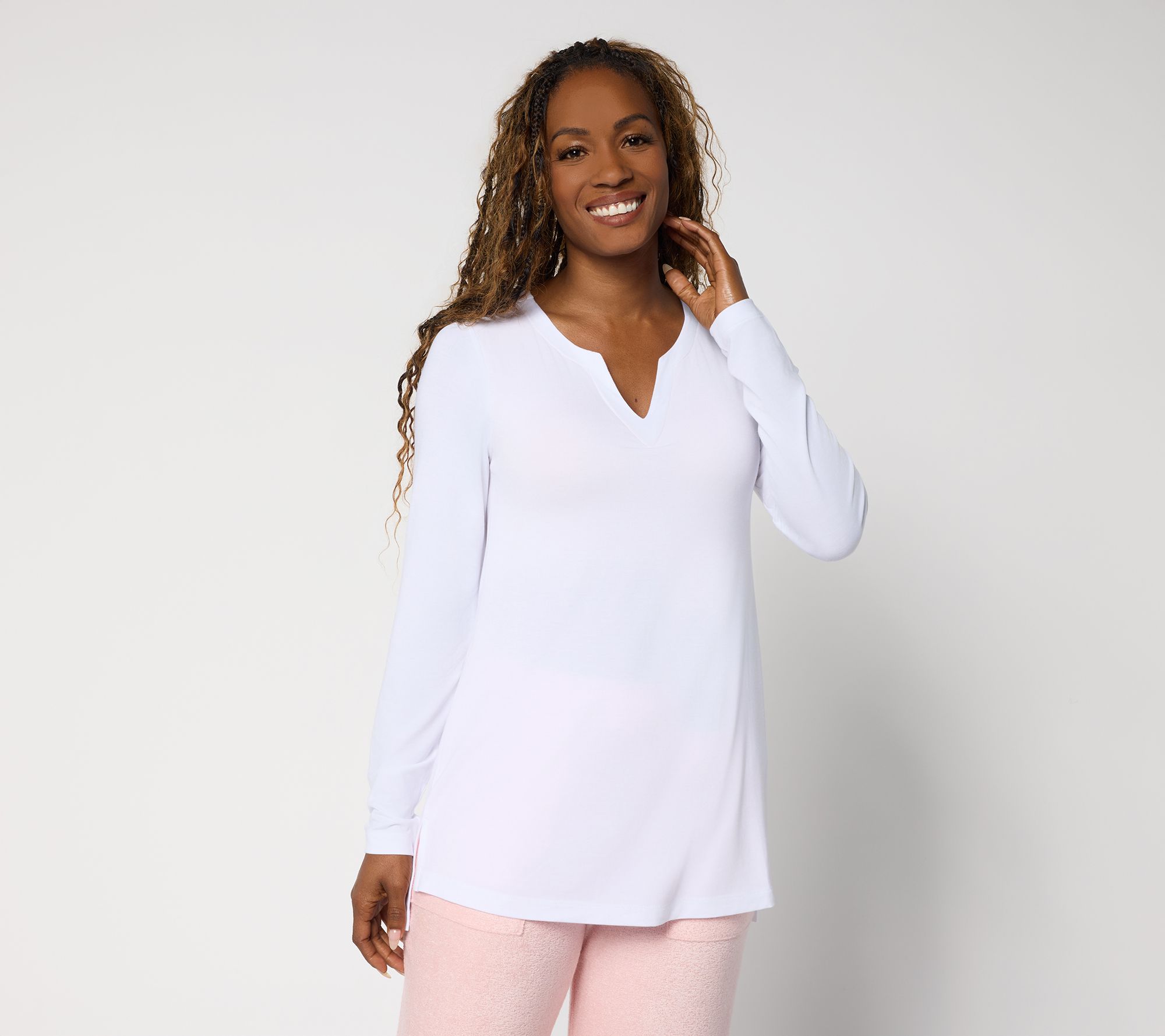 Modern Soul Soothing Knit Jersey Notch Tunic with Support System