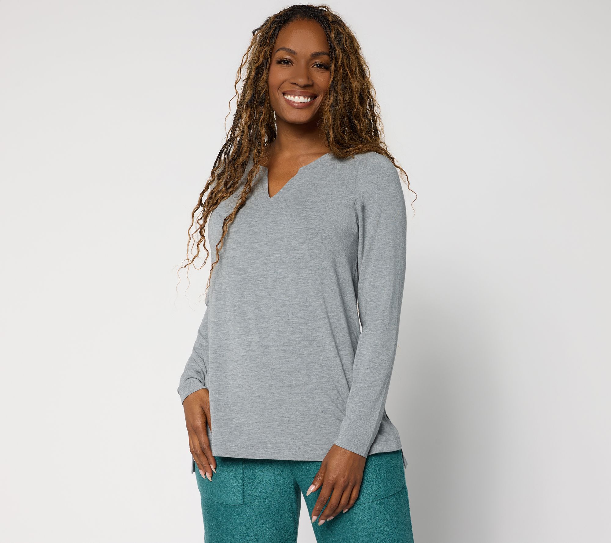 Modern Soul Soothing Knit Jersey Notch Tunic with Support System