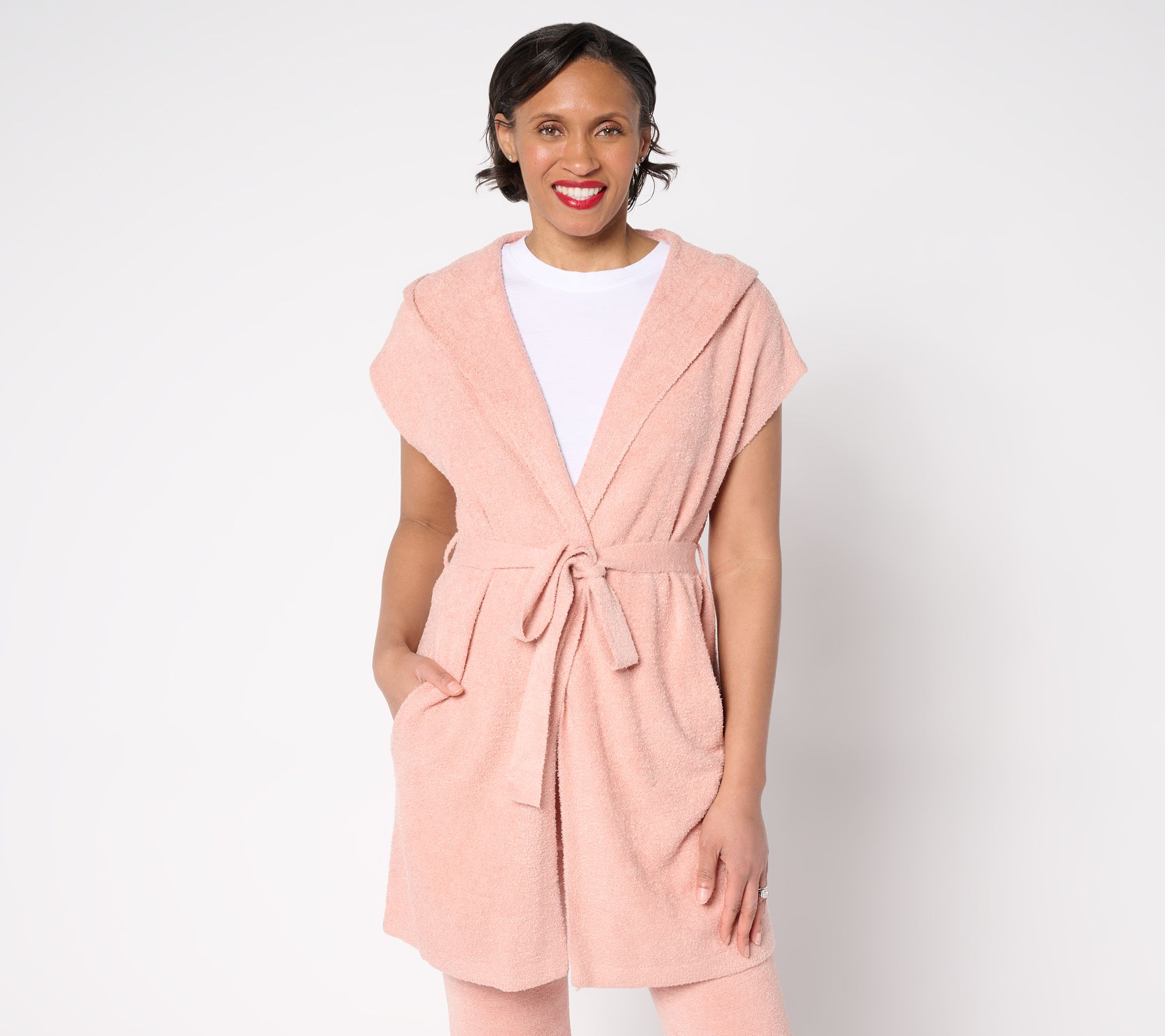 "As Is" Barefoot Dreams CozyChic Lite Long Vest with Tie