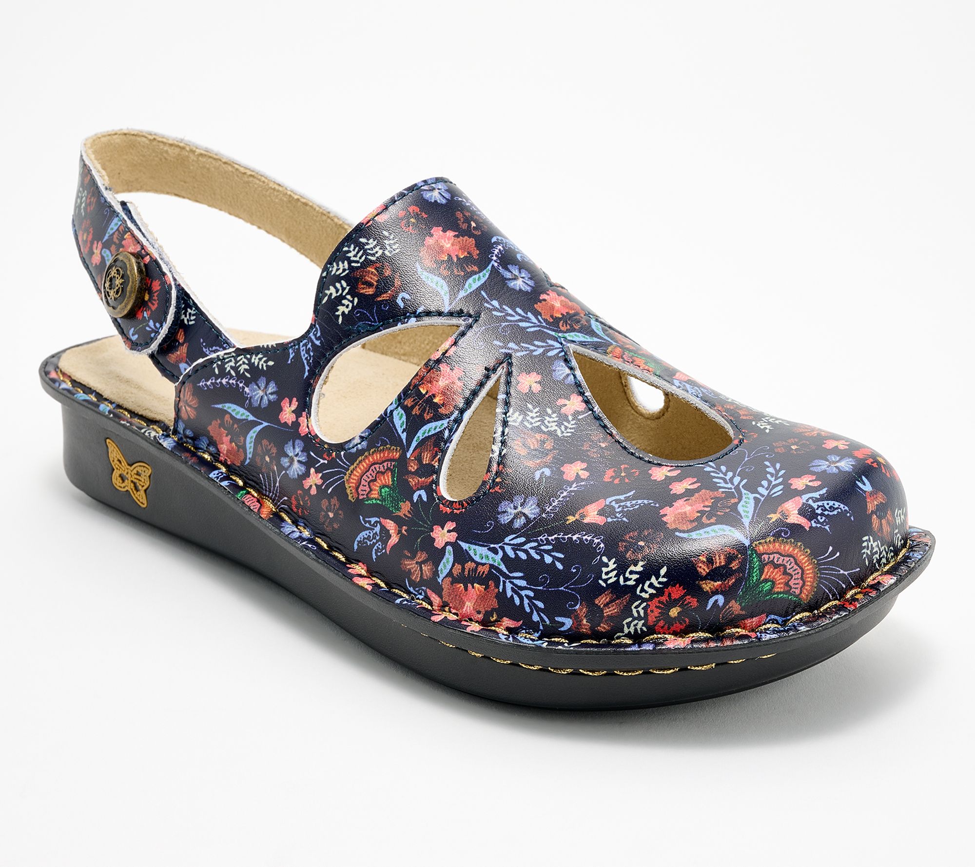 "As Is" Alegria Leather Adjustable Backstrap Clogs - Linda