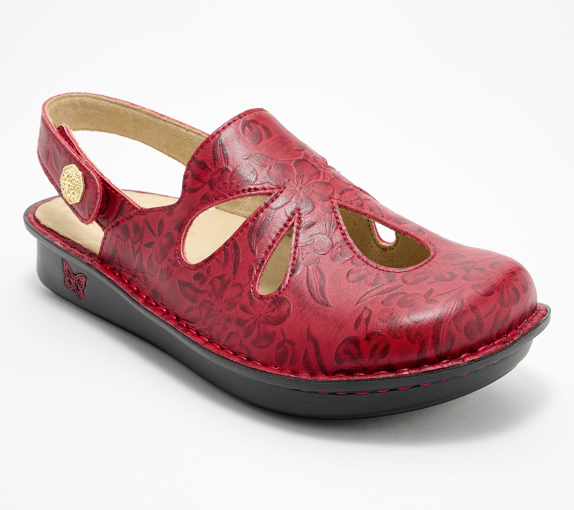 "As Is" Alegria Leather Adjustable Backstrap Clogs - Linda