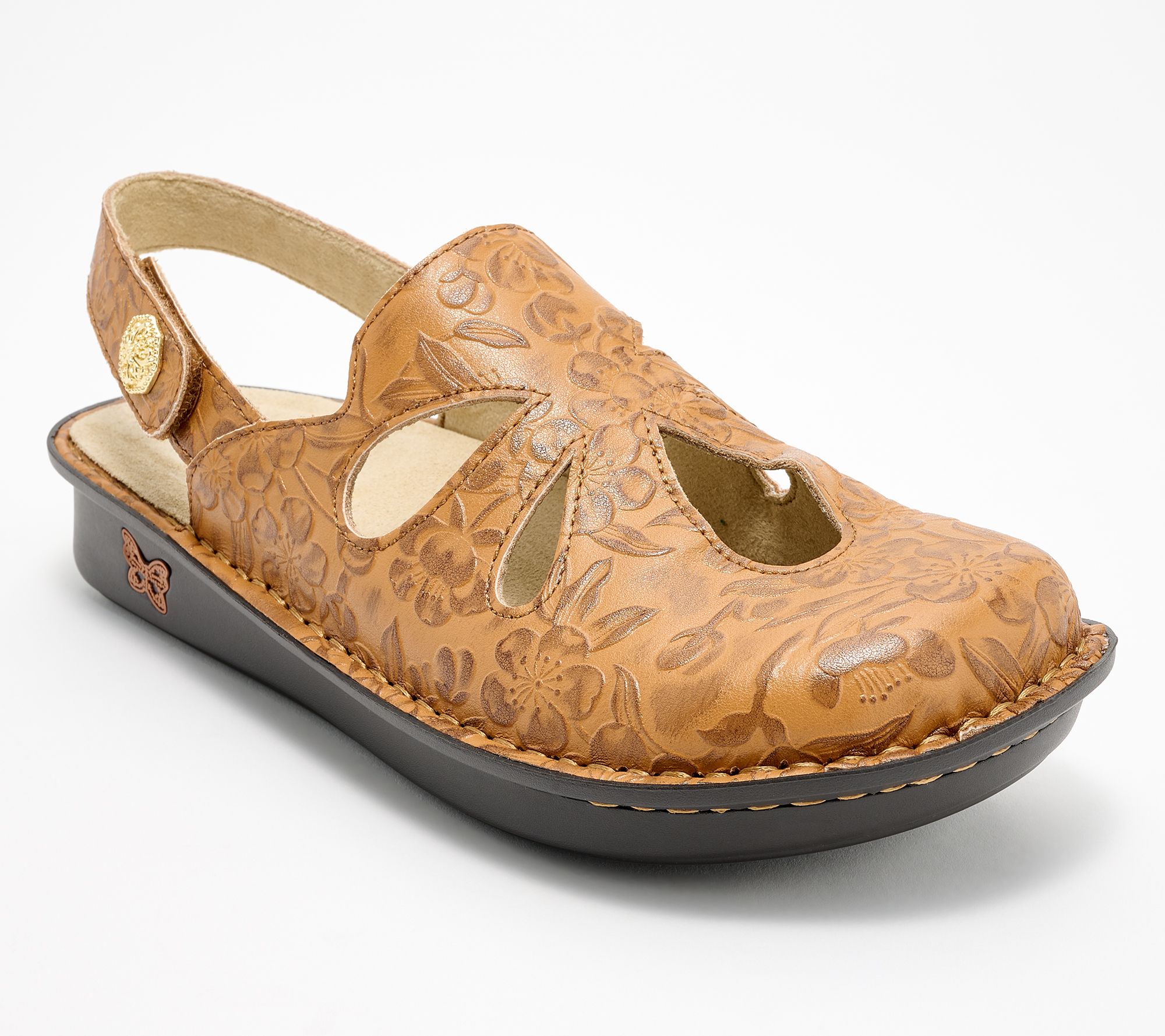 "As Is" Alegria Leather Adjustable Backstrap Clogs - Linda