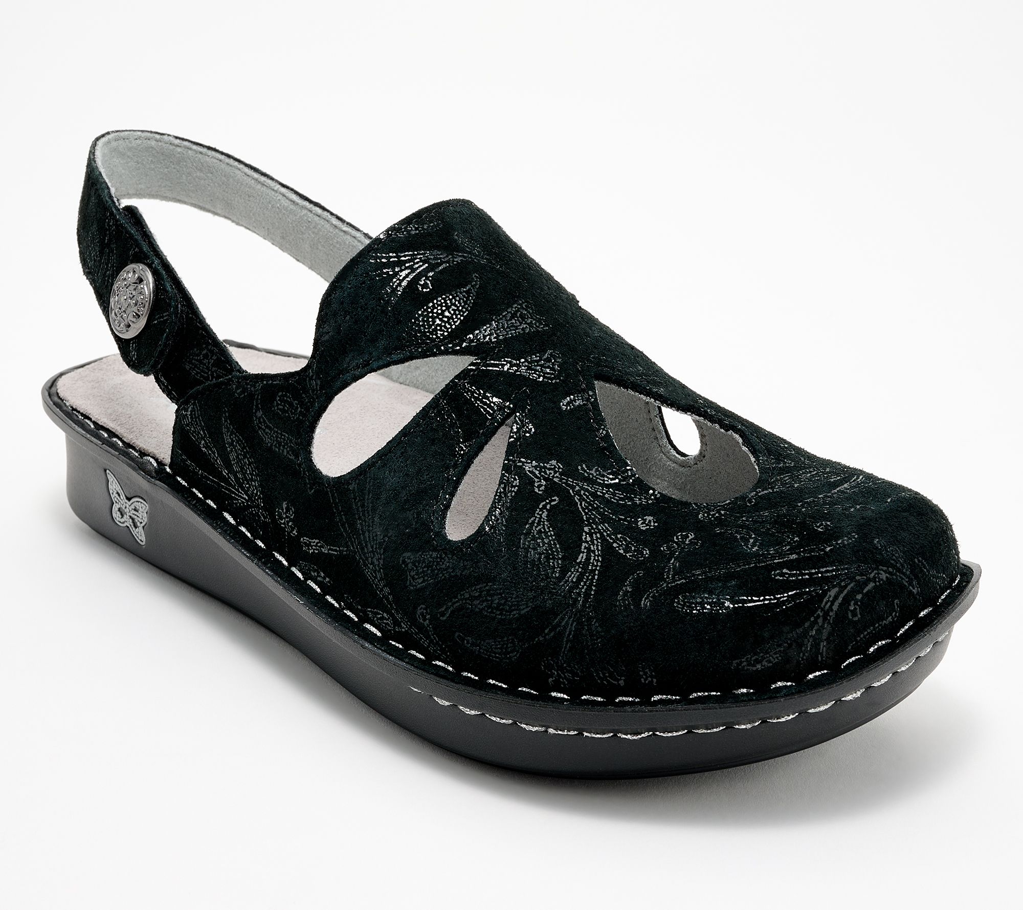 "As Is" Alegria Leather Adjustable Backstrap Clogs - Linda