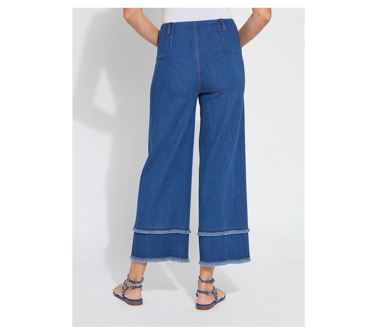 Lysse New York Fringe Hi-Waist Wide Leg Crop Denim - QVC.com