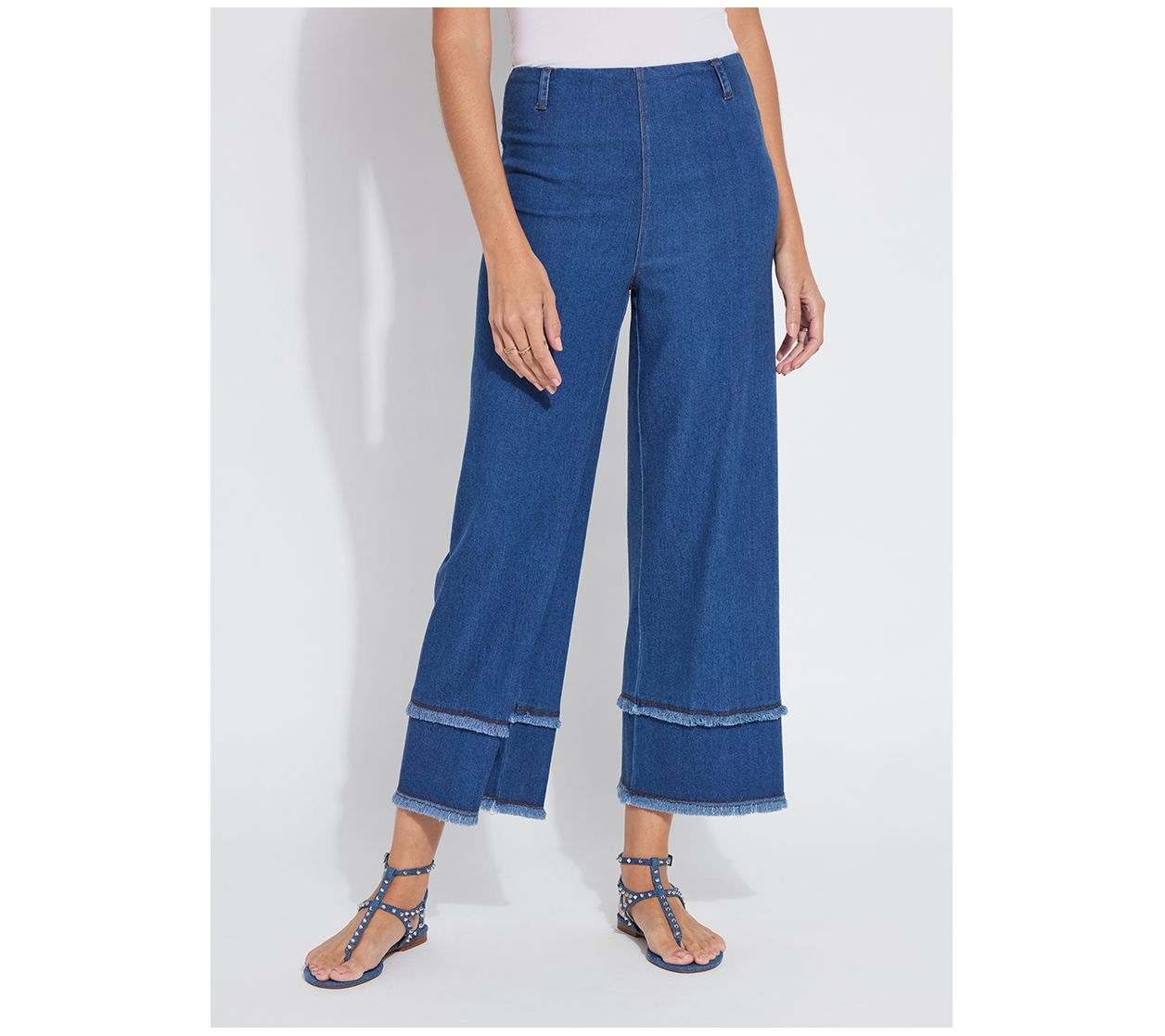 Lysse New York Fringe Hi-Waist Wide Leg Crop Denim