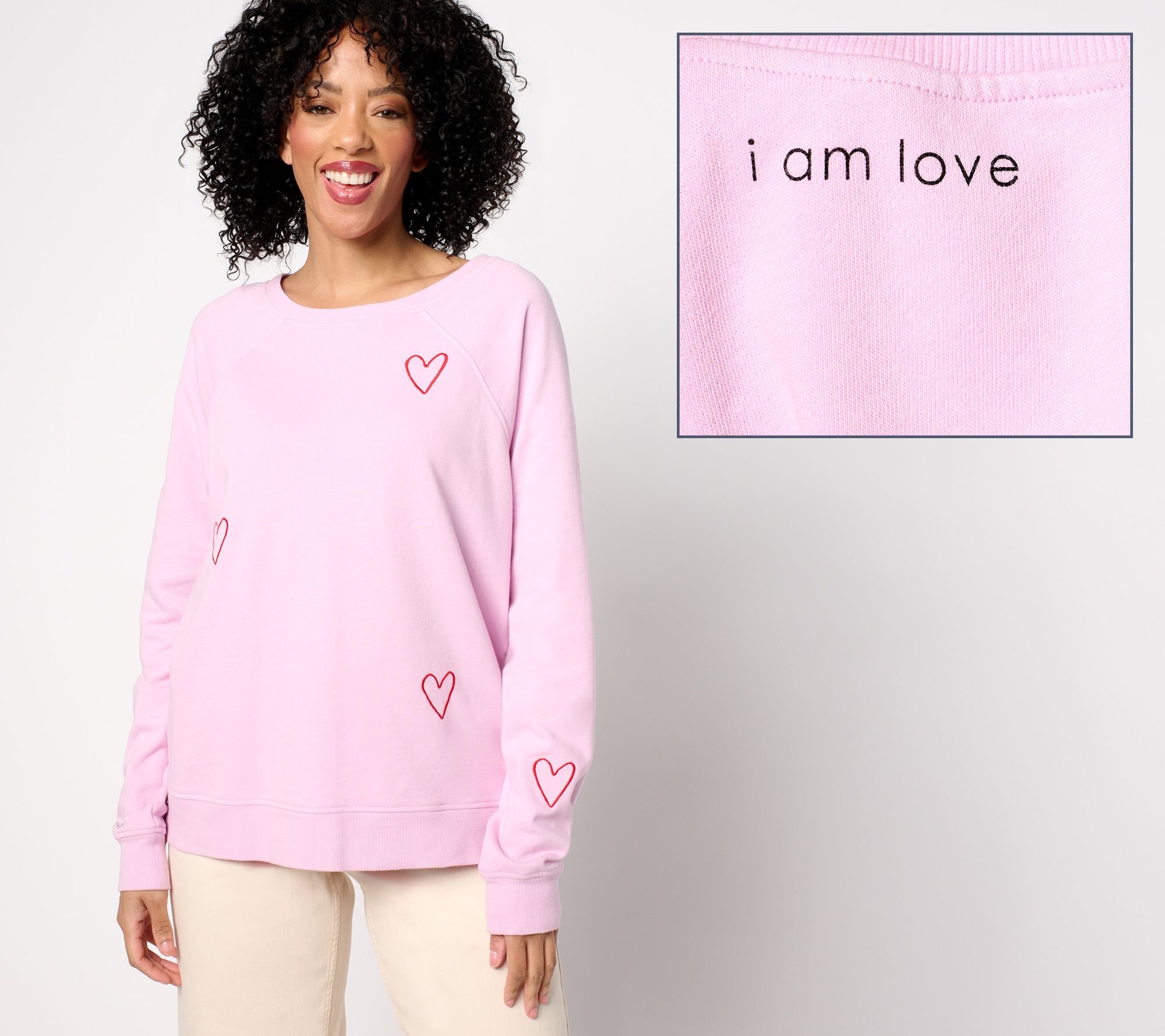 "As Is" Peace Love World Embroidered French Terry Sweatshirt