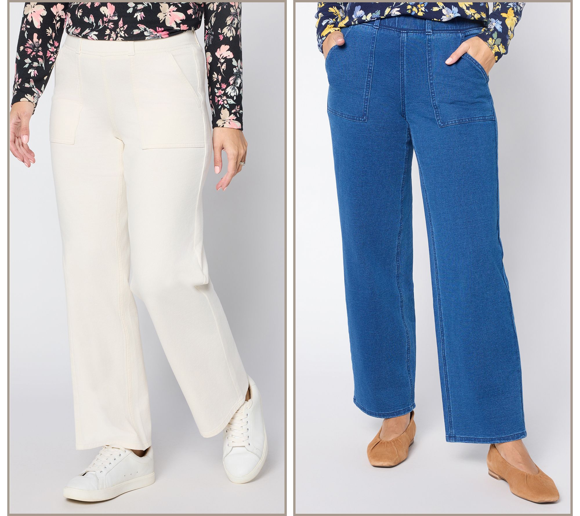 Denim & Co. "How Smooth" Knit Denim Wide Leg Jeans