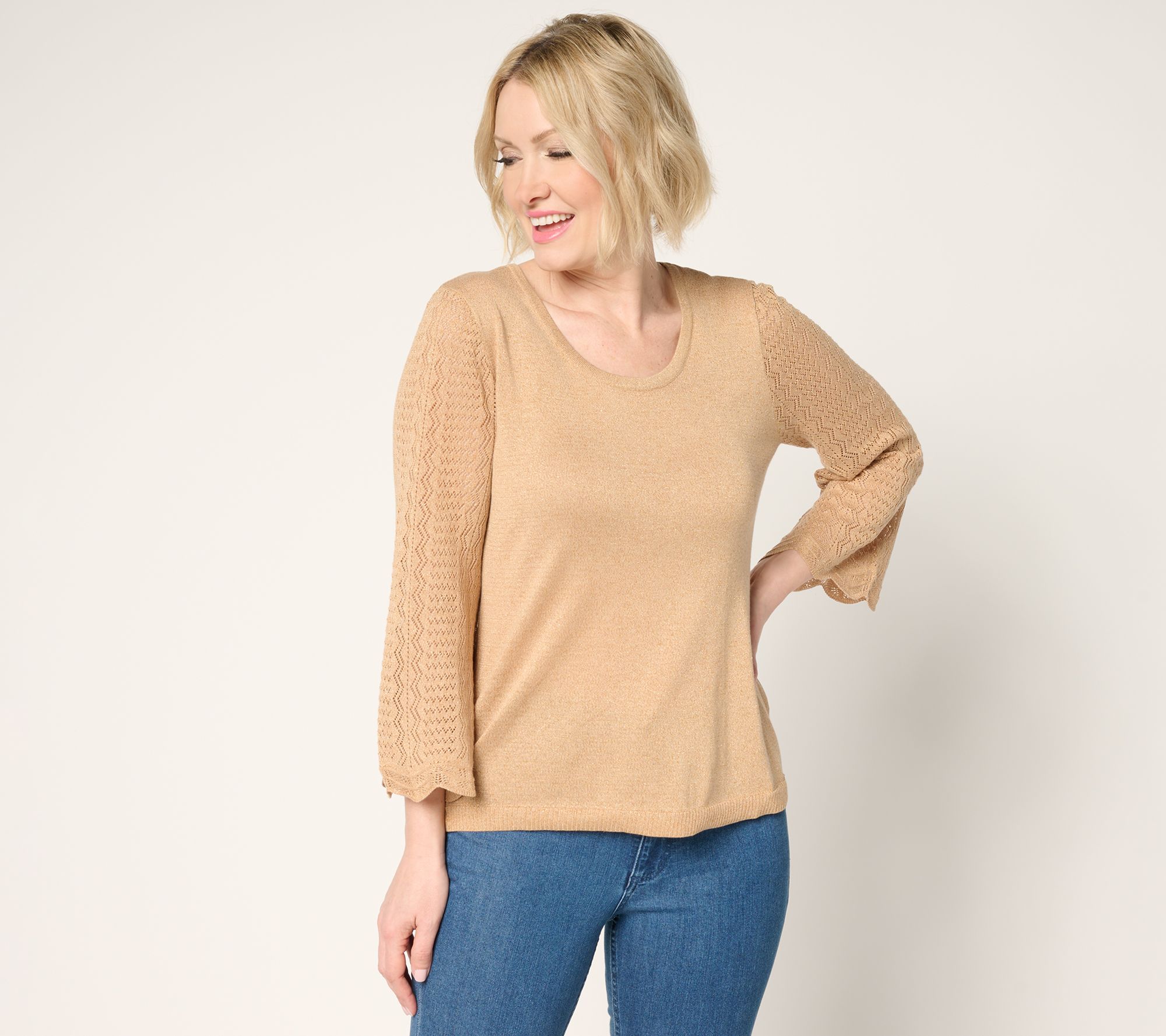 "As Is" BEAUTIFUL by Lawrence Zarian Scoop Neck Novelty Top